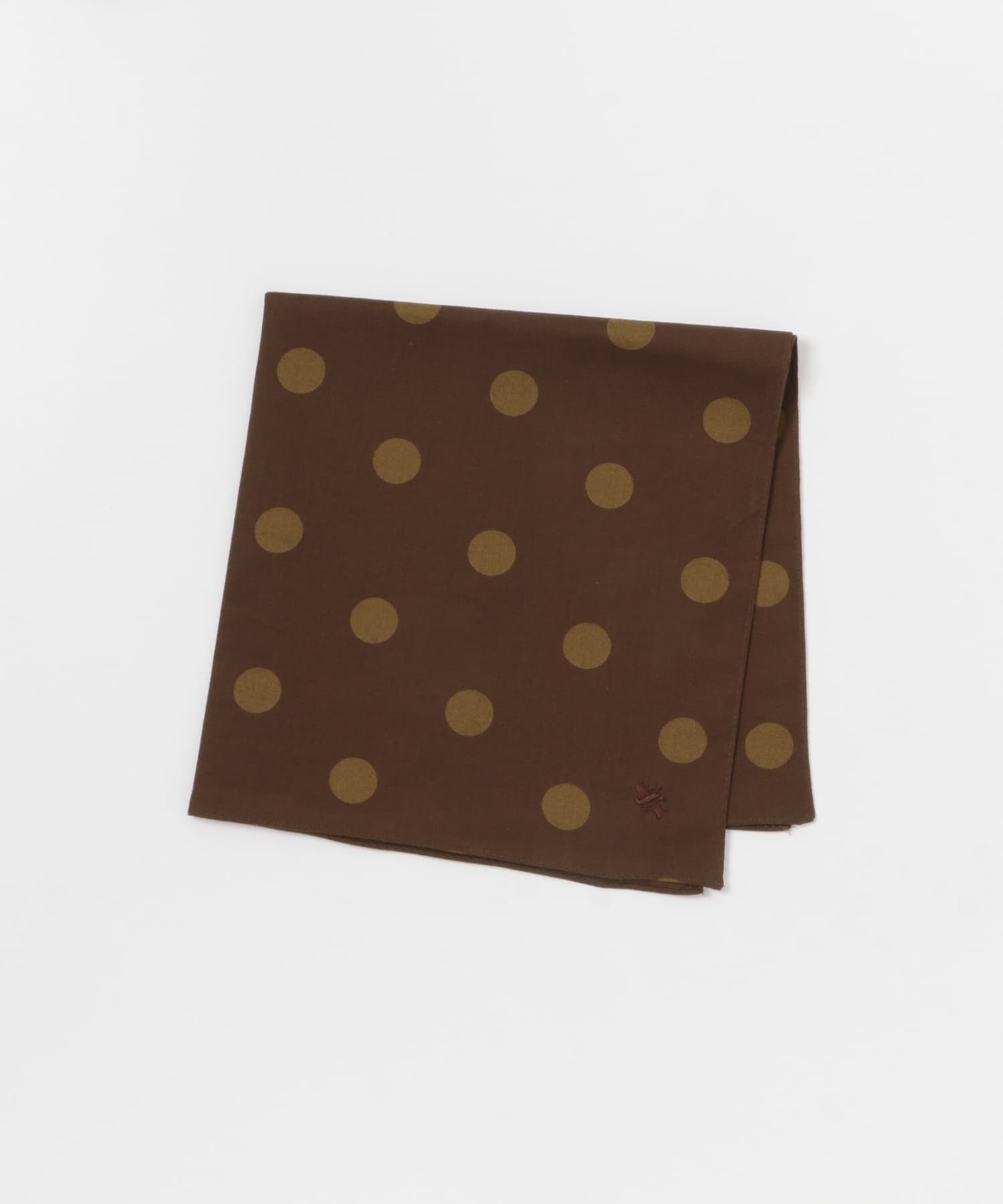 LIFE STYLE TAILOR　ドット柄コットンハンカチ BROWN -