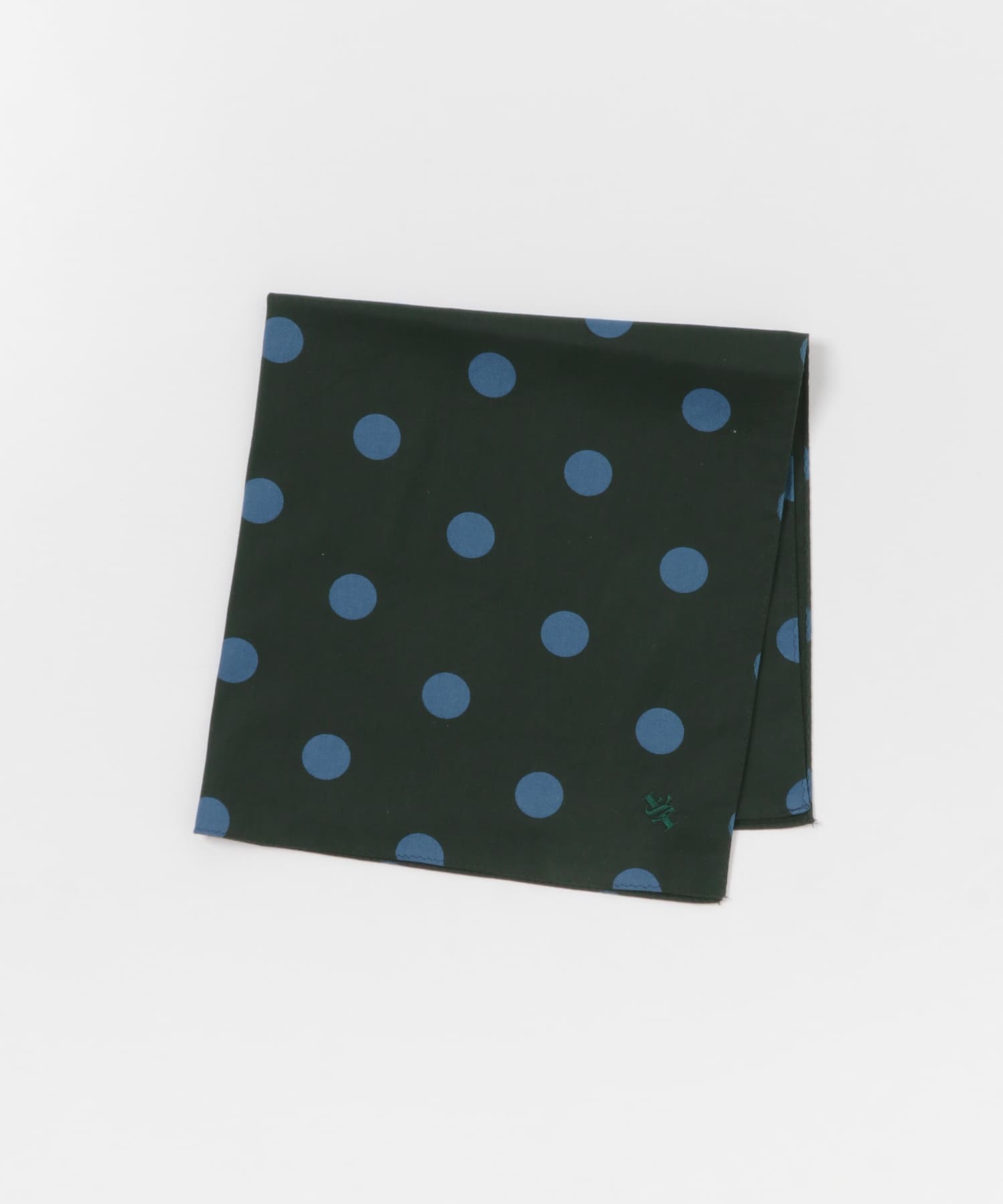 LIFE STYLE TAILOR　ドット柄コットンハンカチ GREEN -