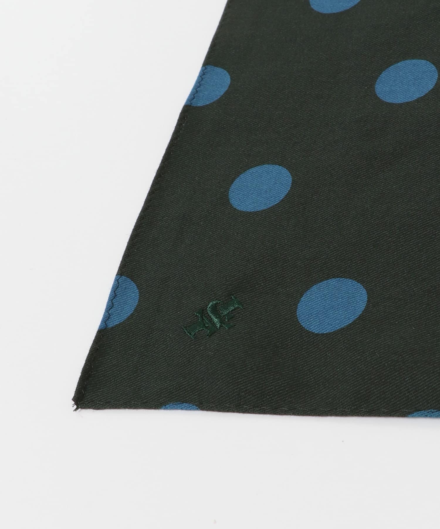 LIFE STYLE TAILOR　ドット柄コットンハンカチ GREEN -