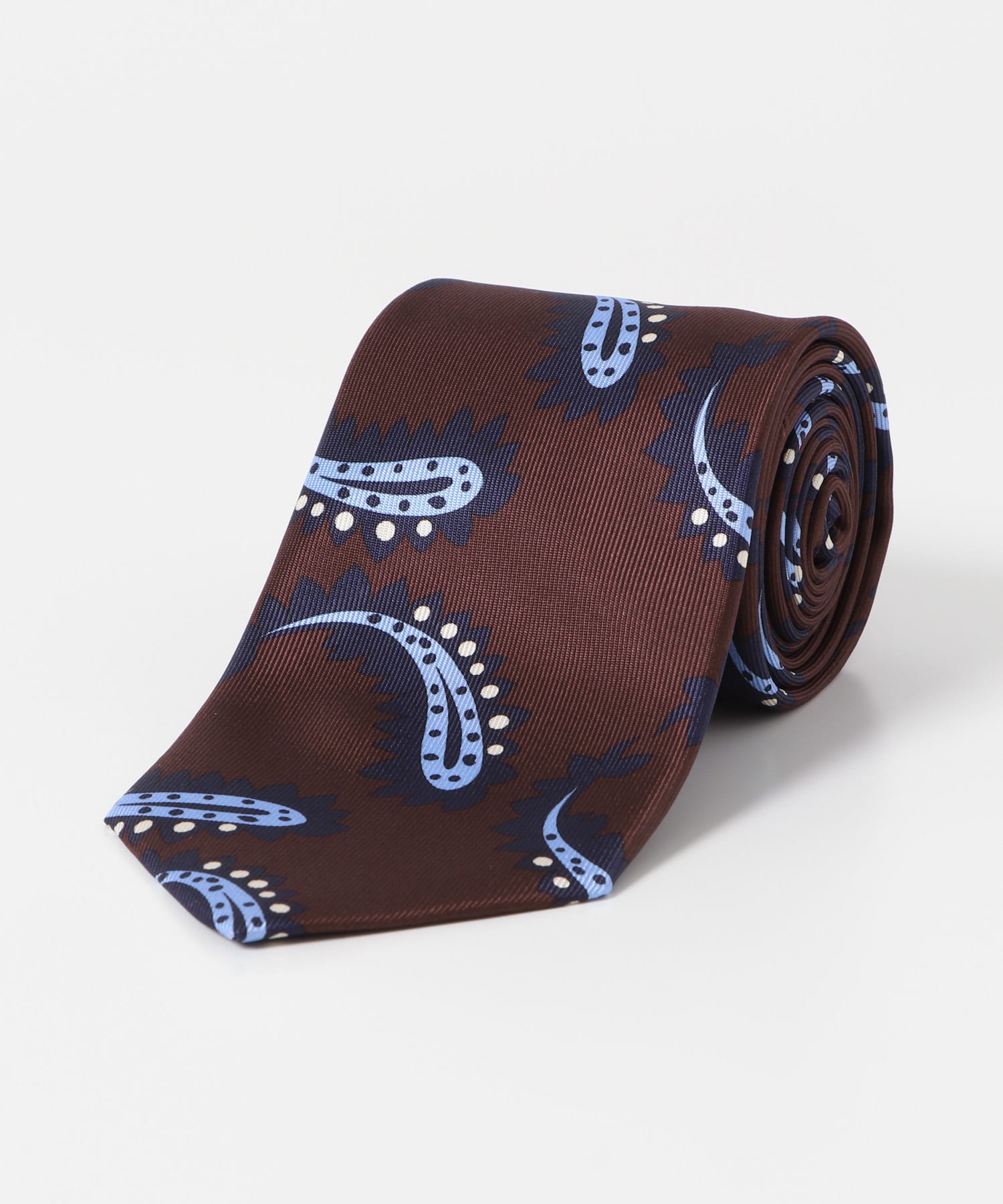 LIFE STYLE TAILOR　DAVID EVANS シルクプリントタイ2 04BROWN -