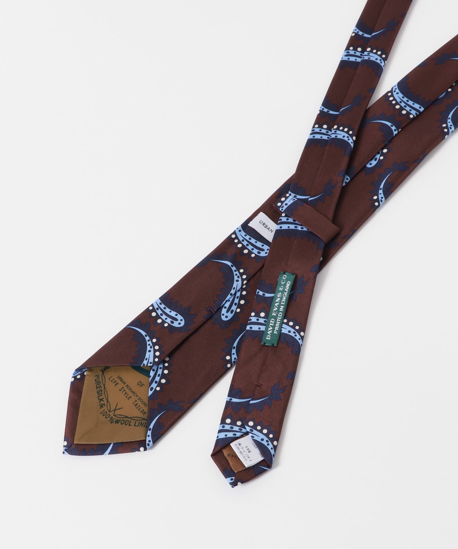 LIFE STYLE TAILOR　DAVID EVANS シルクプリントタイ2 04BROWN -