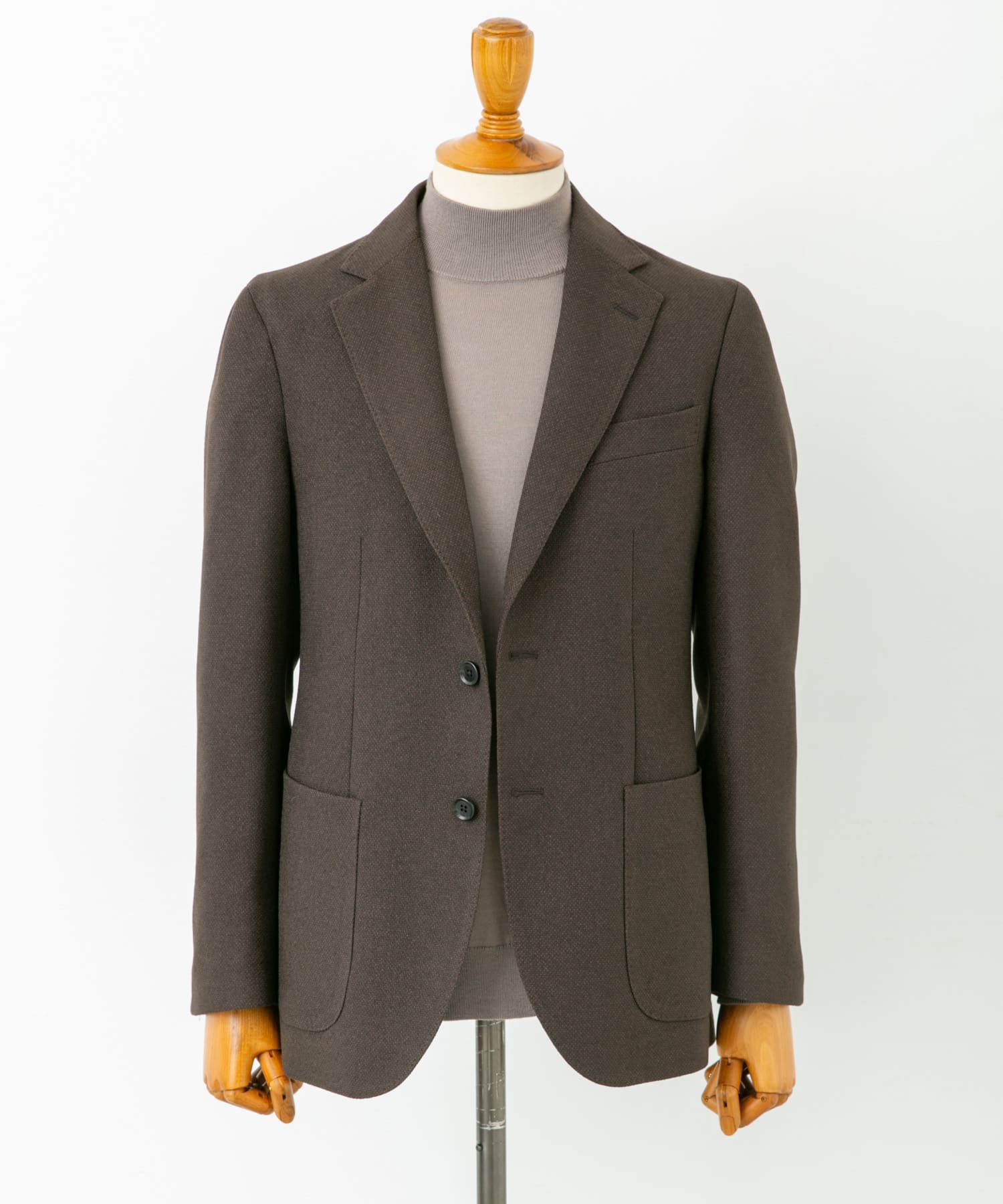 『イージーケア』LIFE STYLE TAILOR　バーズアイストレッチジャケット BROWN 46