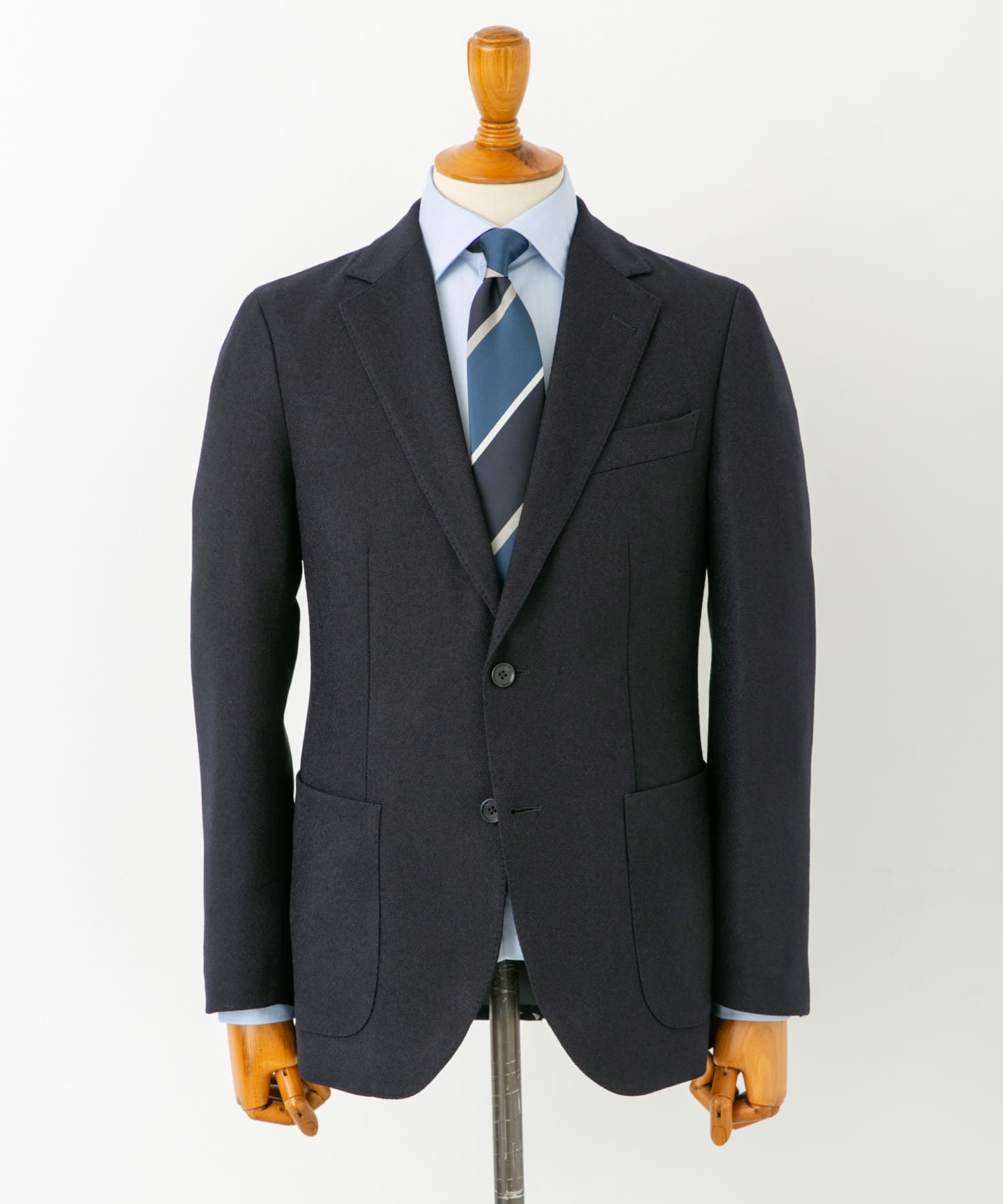 『イージーケア』LIFE STYLE TAILOR　バーズアイストレッチジャケット NAVY 44