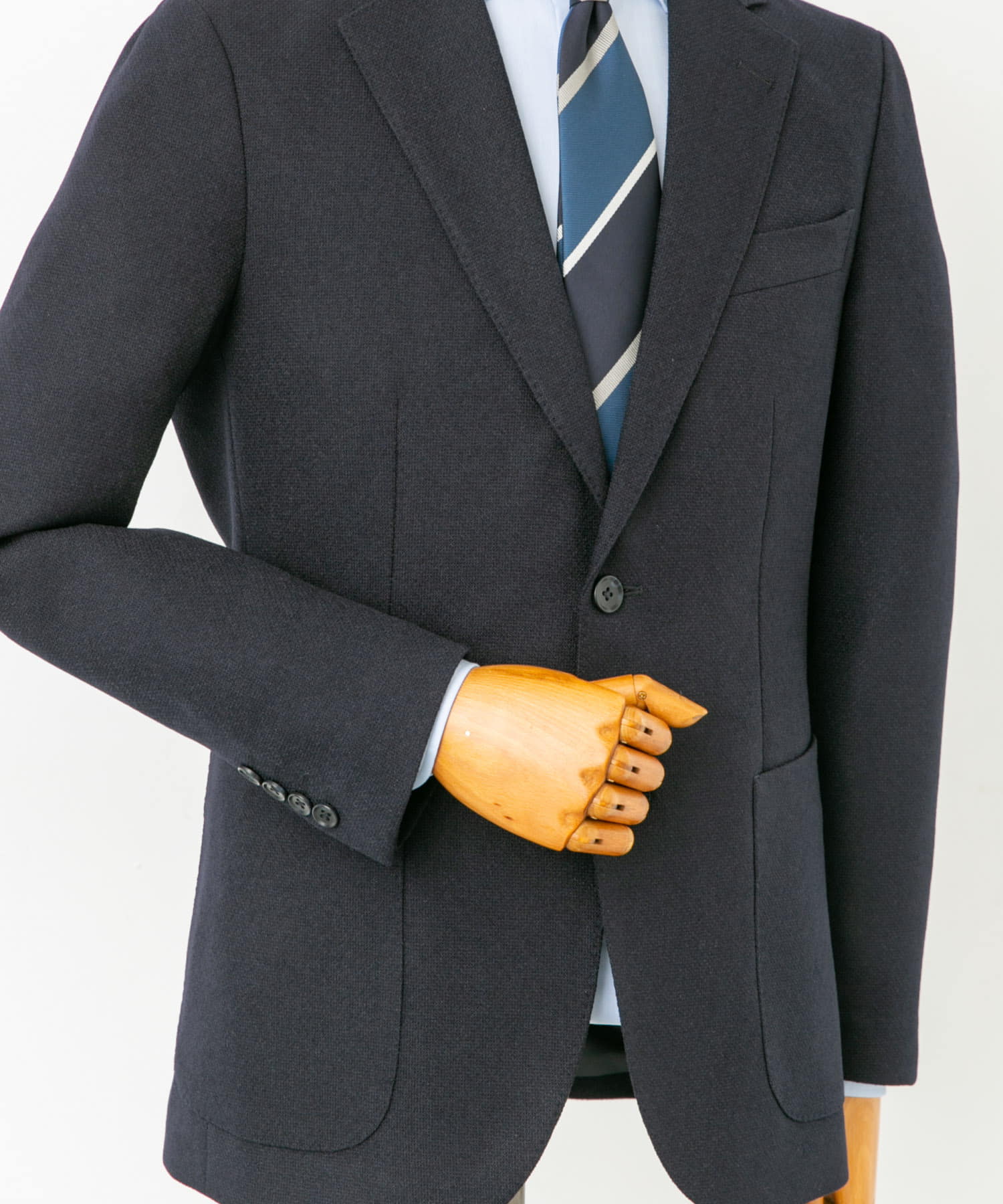 『イージーケア』LIFE STYLE TAILOR　バーズアイストレッチジャケット NAVY 48