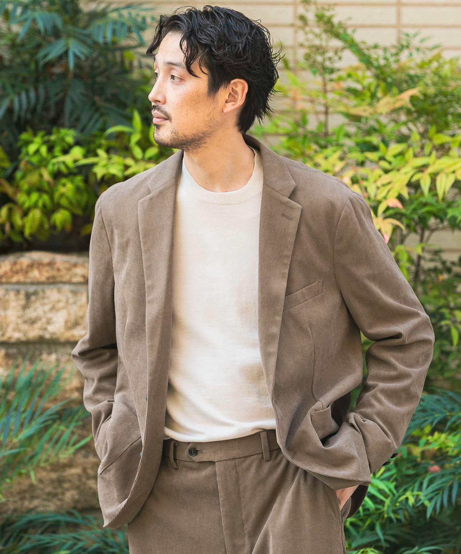 コーデュロイジャケット LIFE STYLE TAILOR コーデュロイコンフォータブルジャケット(S MOCHA