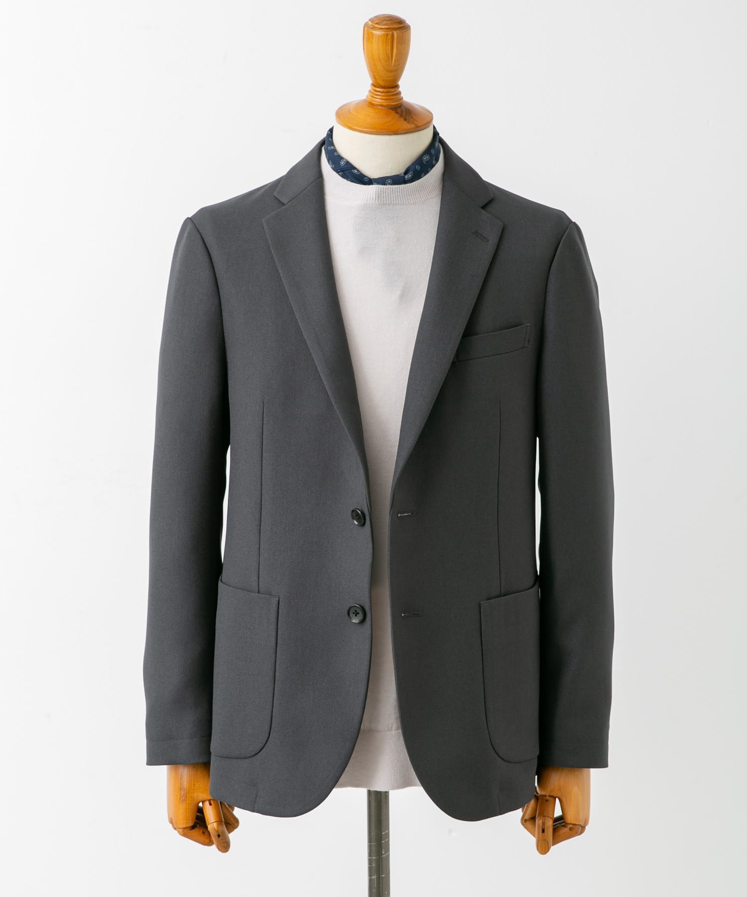 『イージーケア』LIFE STYLE TAILOR　ウールライクストレッチジャケット GRAY M
