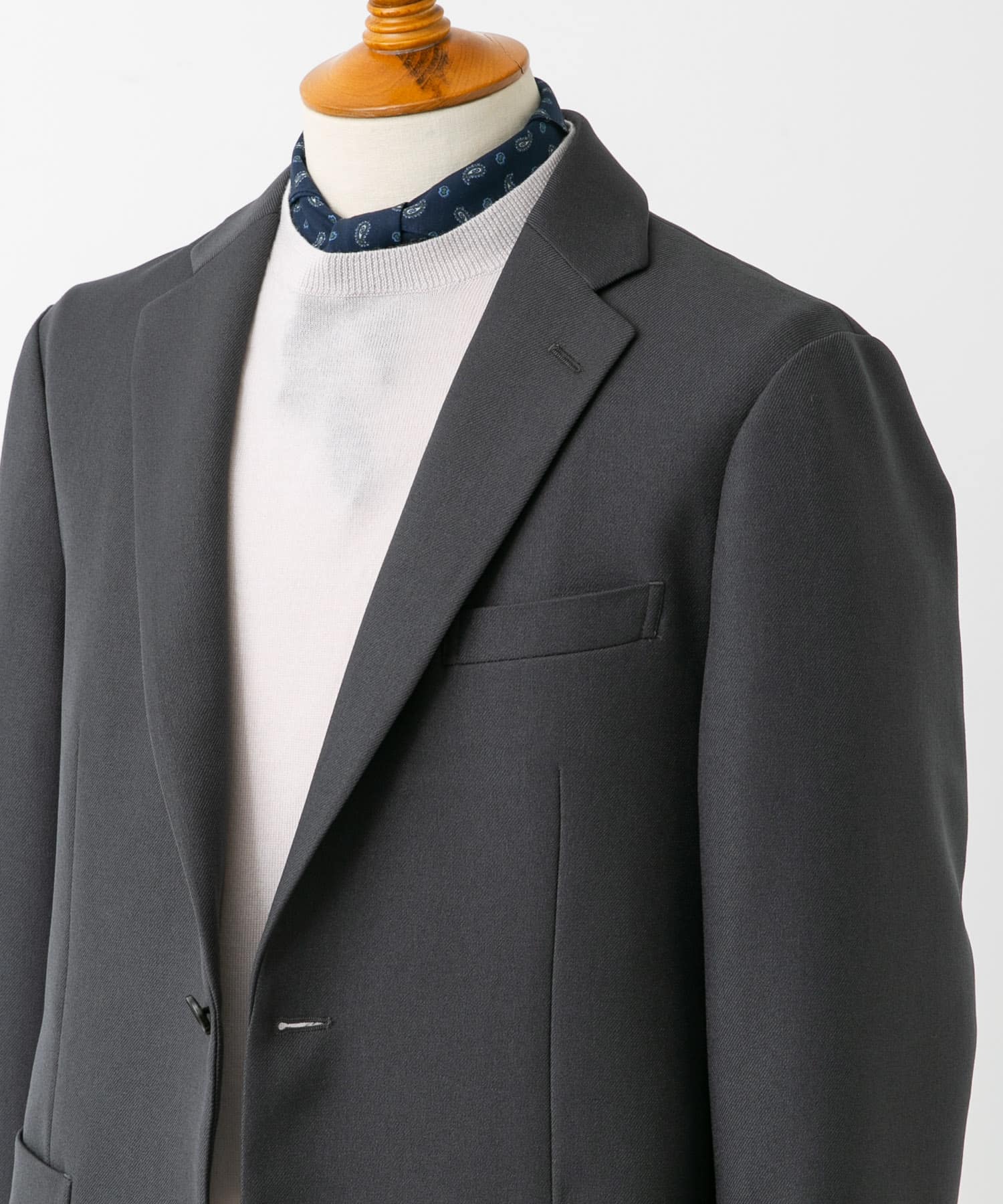 『イージーケア』LIFE STYLE TAILOR　ウールライクストレッチジャケット GRAY M