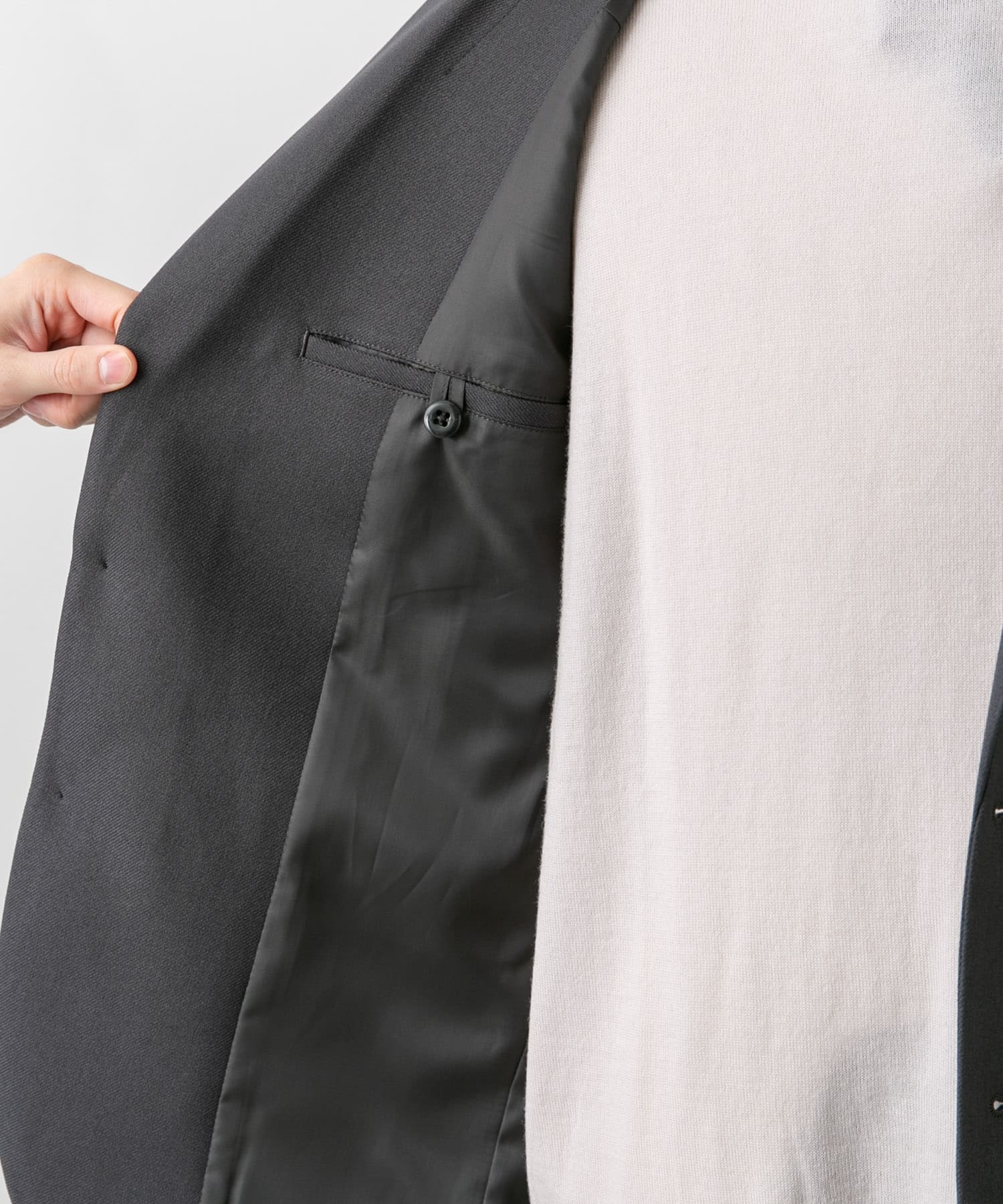 『イージーケア』LIFE STYLE TAILOR　ウールライクストレッチジャケット GRAY L