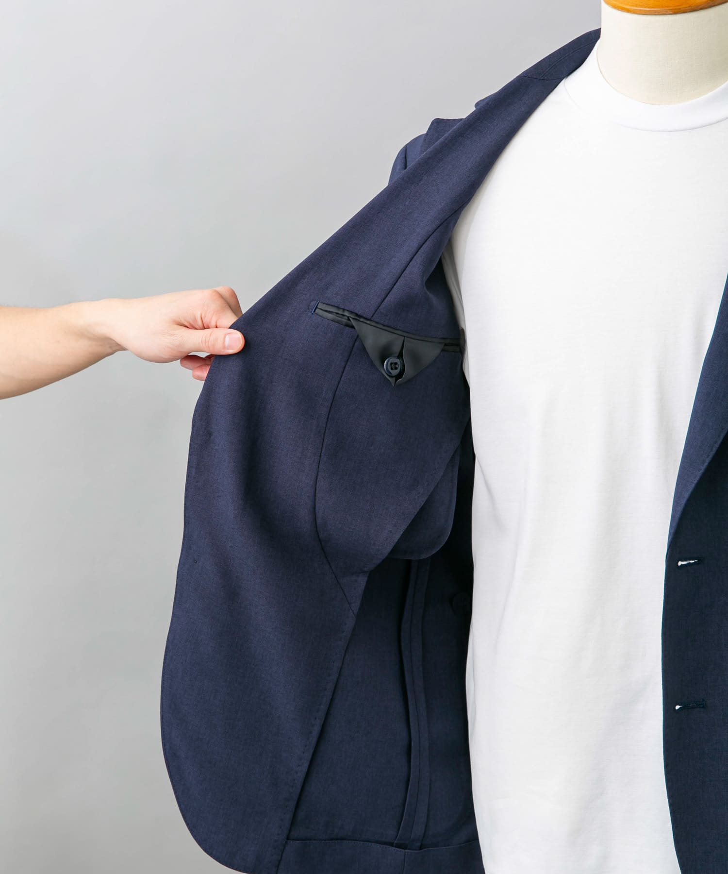 『イージーケア』LIFE STYLE TAILOR　トロワッシャーストレッチジャケット NAVY 48