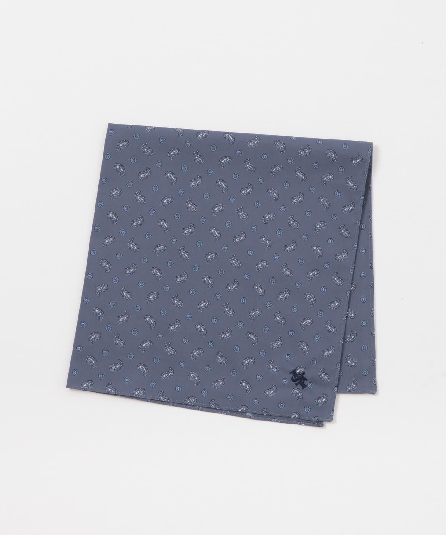 LIFE STYLE TAILOR　ペイズリー柄コットンハンカチ BLUE -