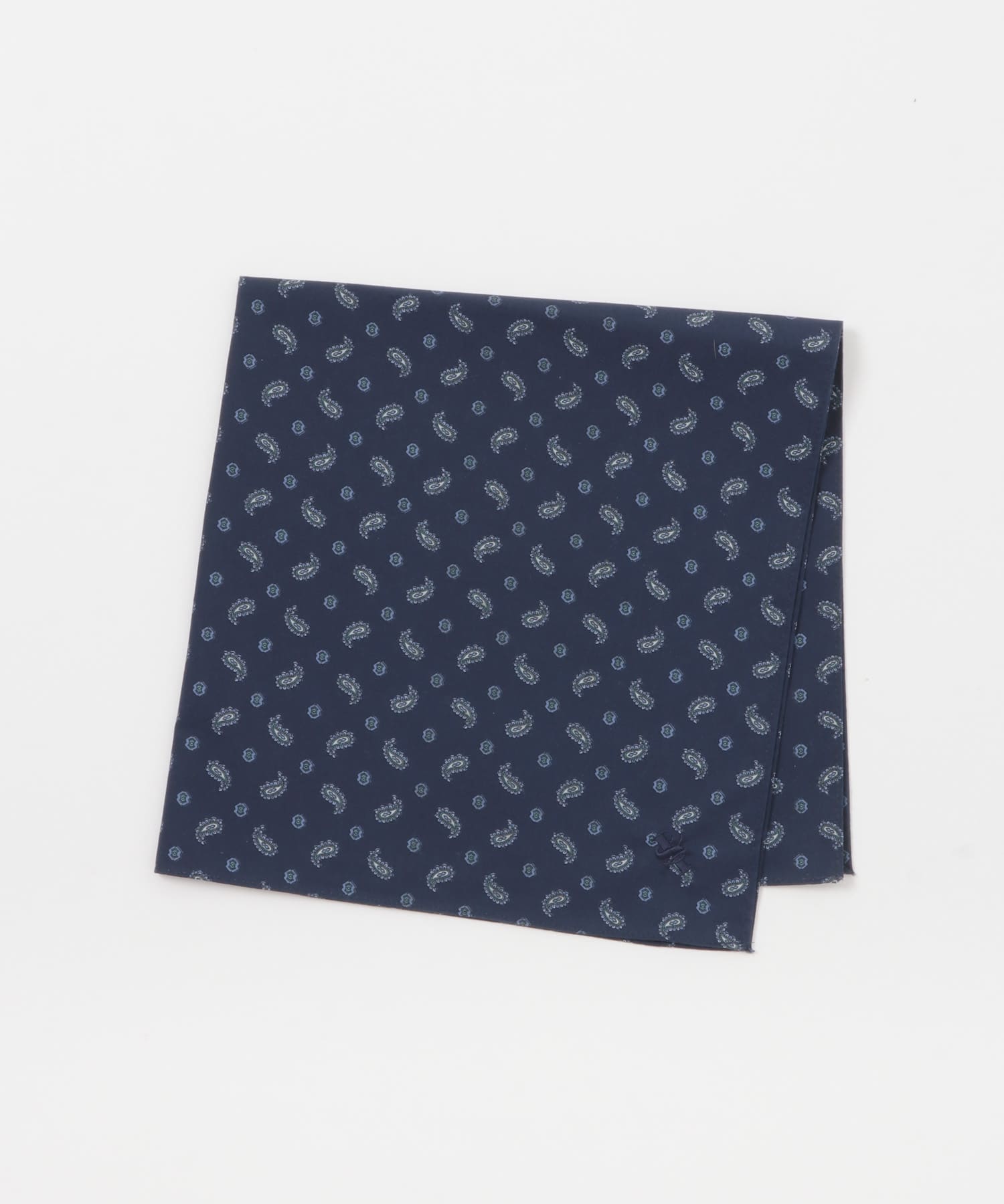 LIFE STYLE TAILOR　ペイズリー柄コットンハンカチ NAVY -