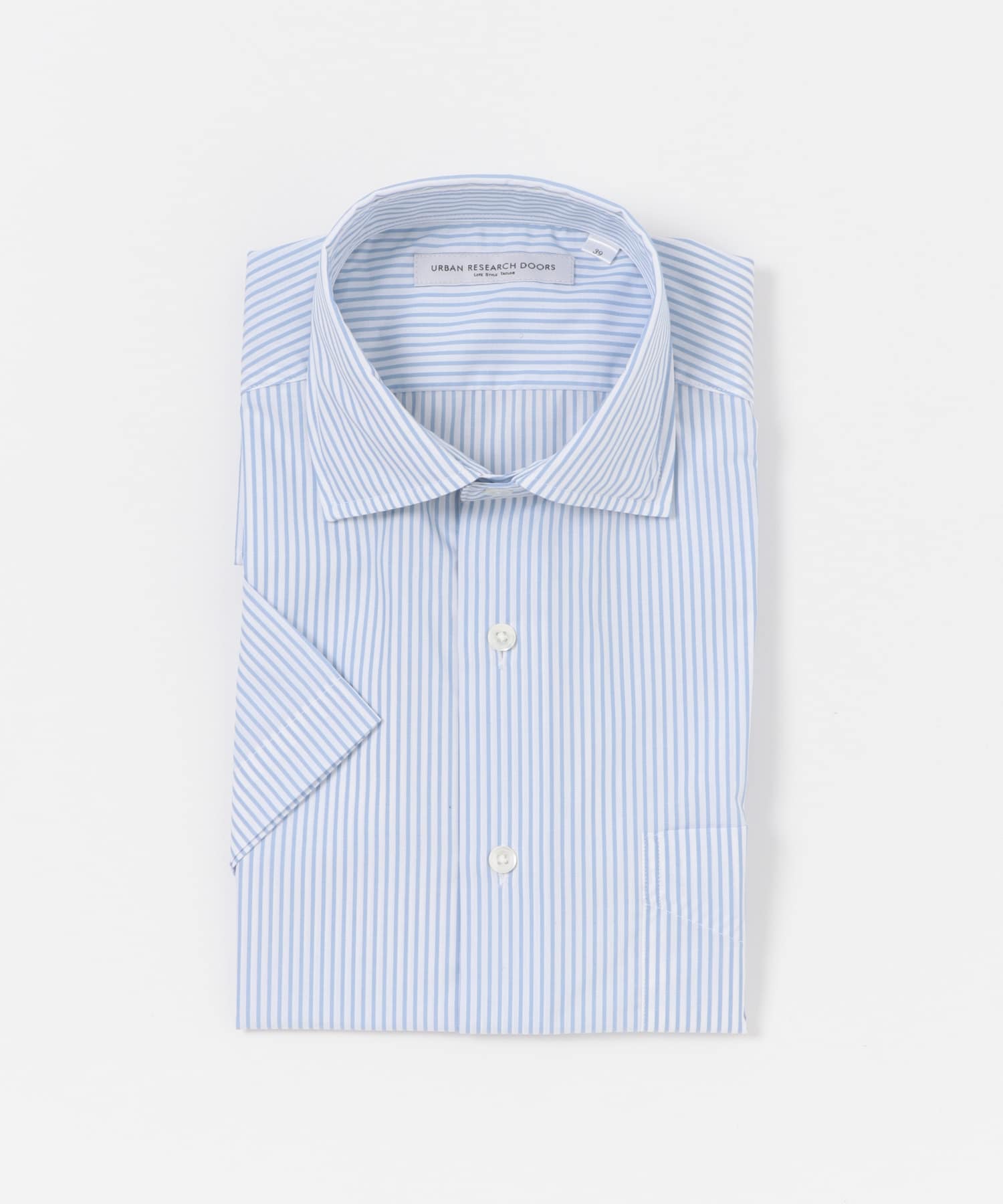 LIFE STYLE TAILOR　セミワイド半袖シャツ BLUE-ST 37