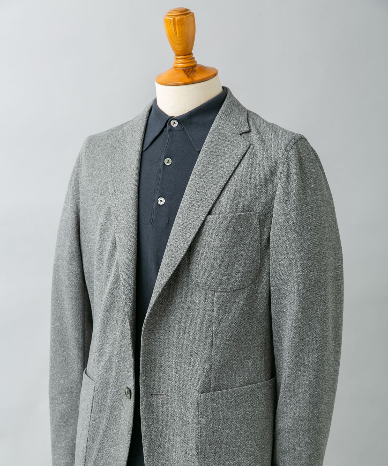 『イージーケア/防シワ/速乾』LIFE STYLE TAILOR　メランジニットイージーJK GRAY 44