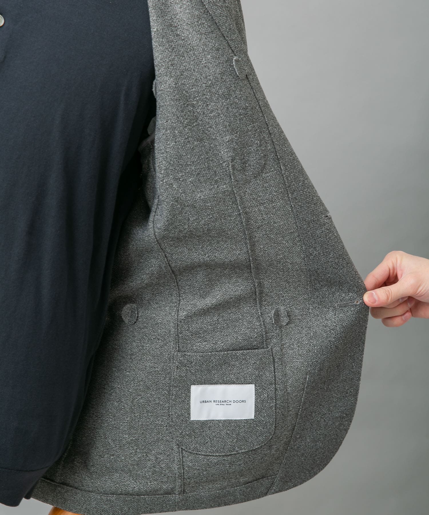 『イージーケア/防シワ/速乾』LIFE STYLE TAILOR　メランジニットイージーJK GRAY 46