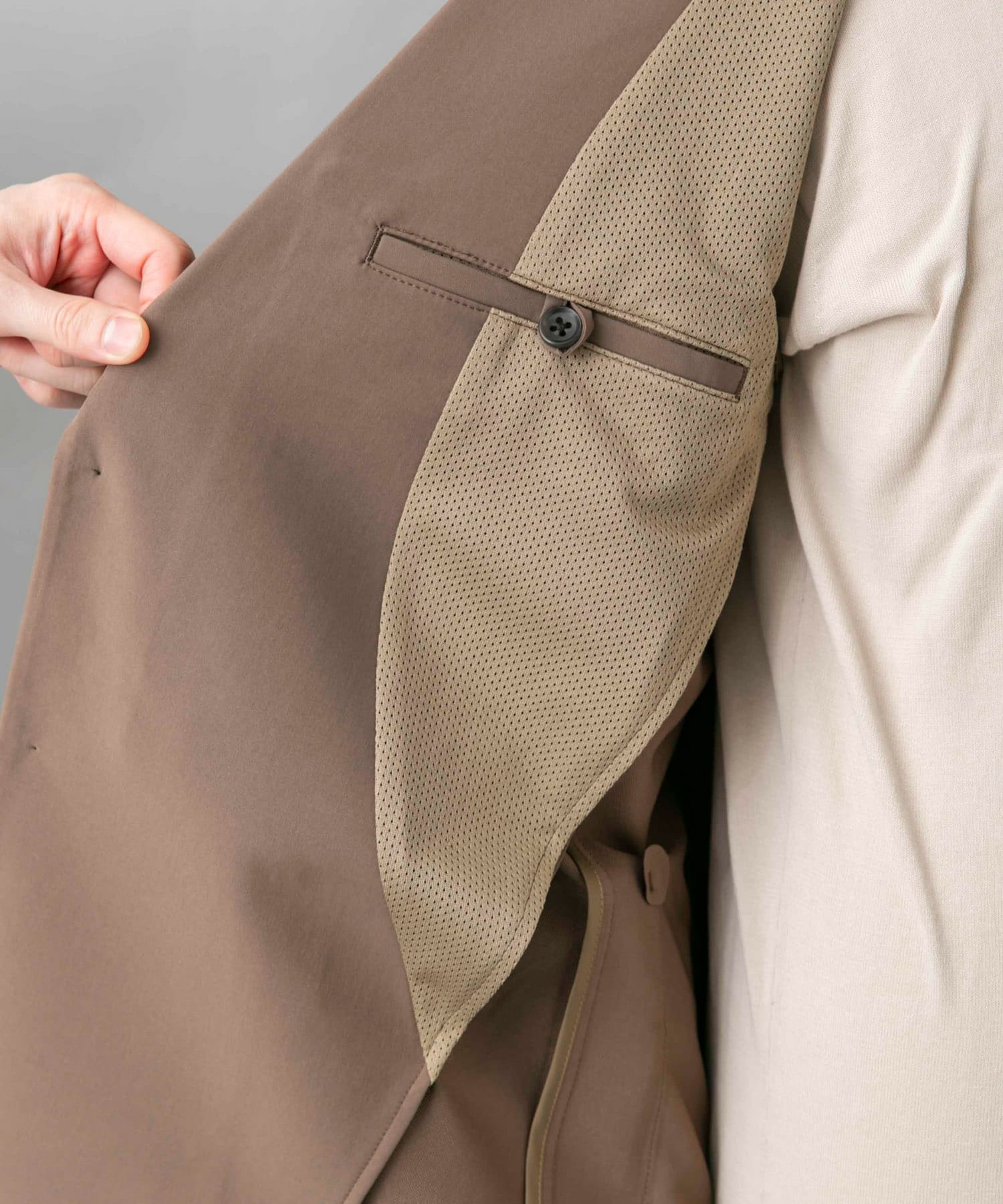 『イージーケア』LIFE STYLE TAILOR　4WAYストレッチライトコンフォータブルJK MOCHA L
