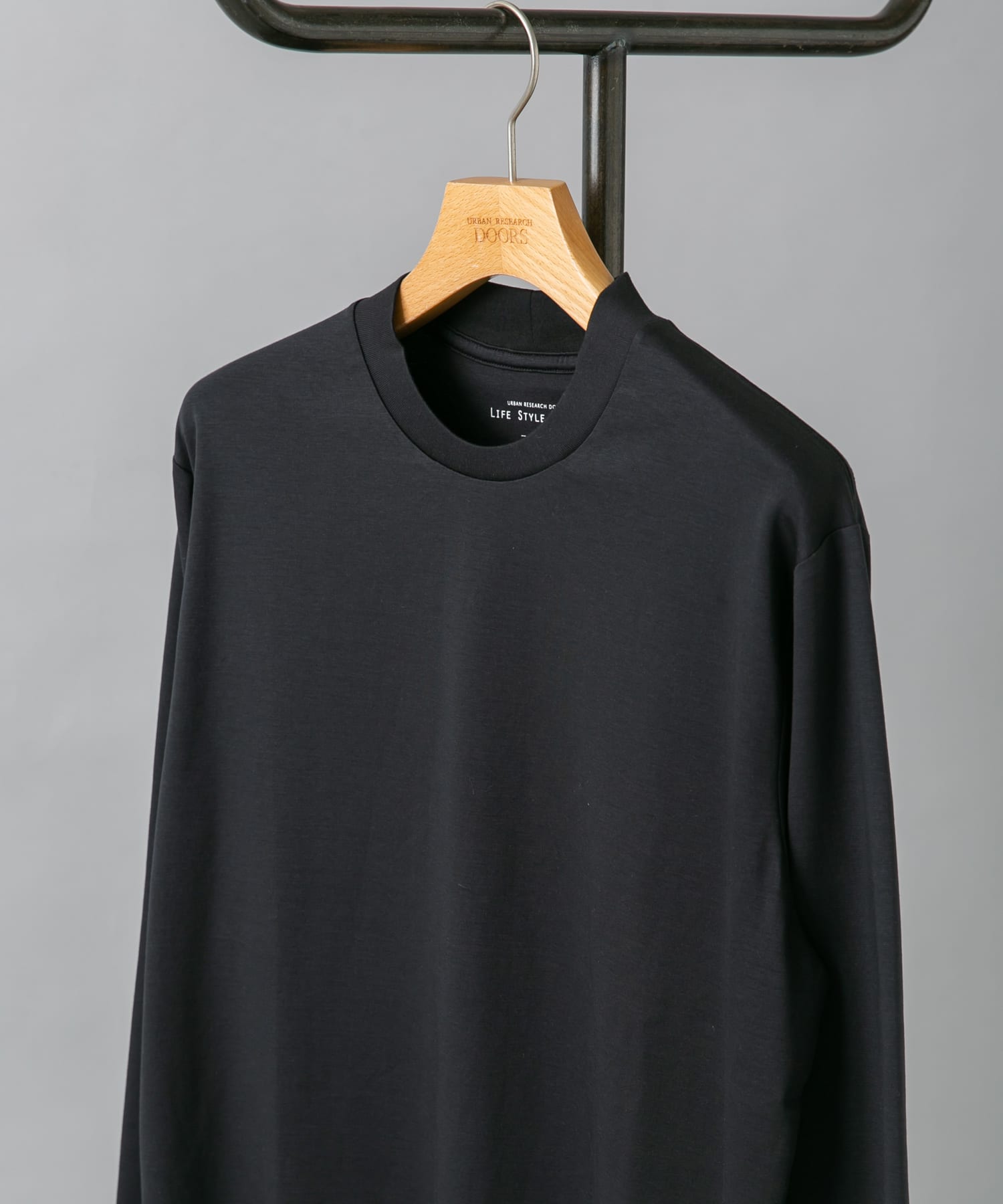 『抗菌/防臭』LIFE STYLE TAILOR　シルケットポンチストレッチ長袖Tシャツ CHARCOAL M