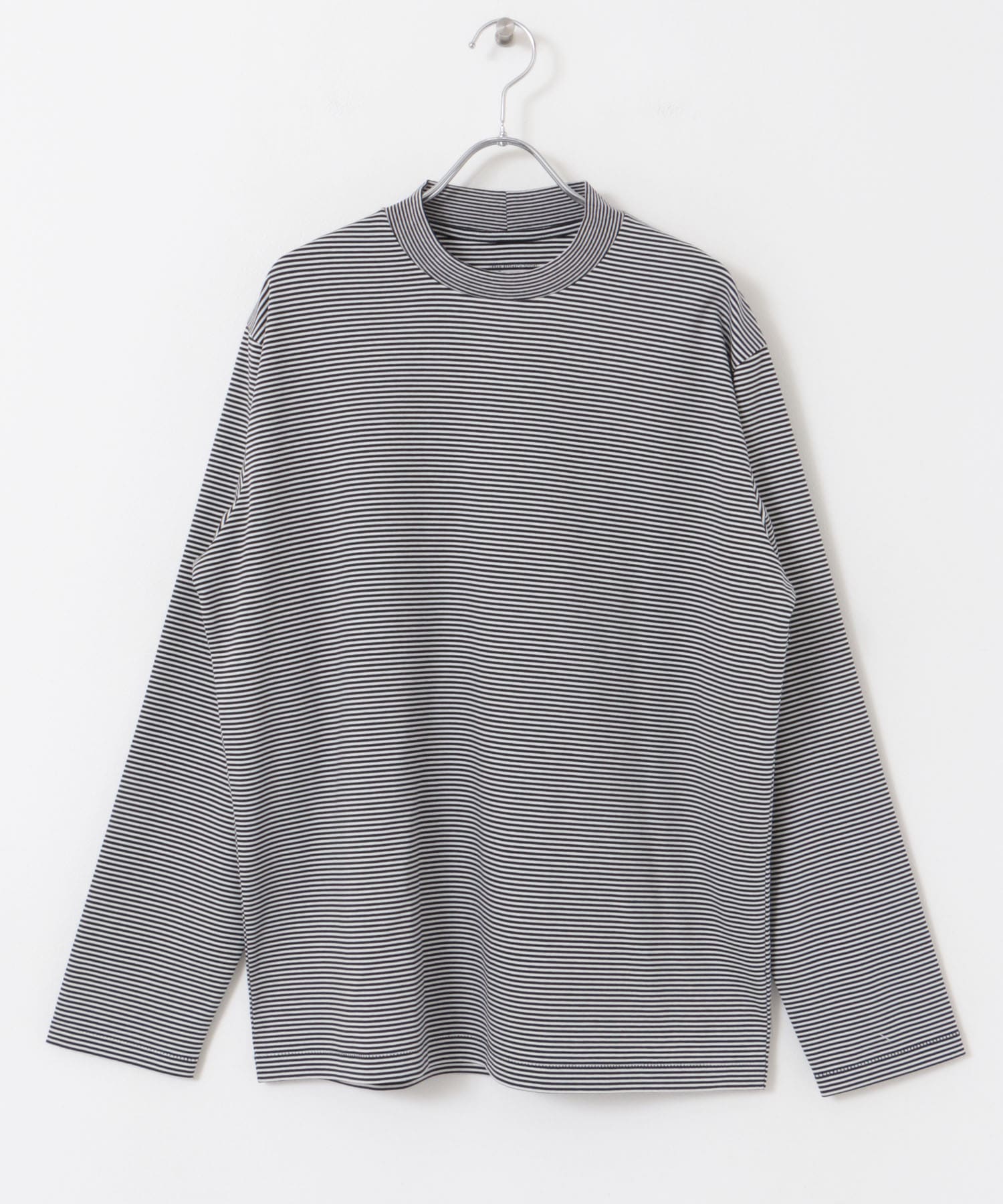 『抗菌/防臭』LIFE STYLE TAILOR　シルケットポンチストレッチ長袖Tシャツ WHT-NVY M