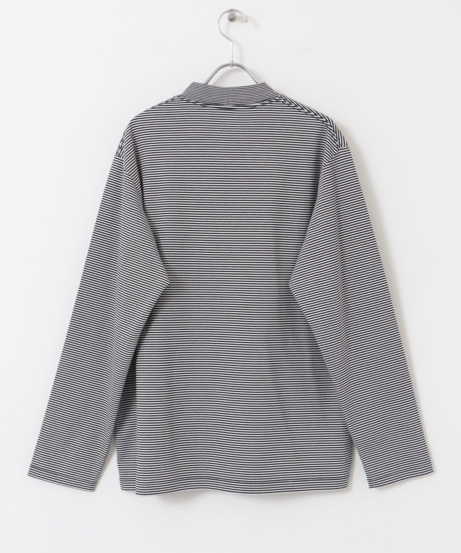 『抗菌/防臭』LIFE STYLE TAILOR　シルケットポンチストレッチ長袖Tシャツ WHT-NVY M