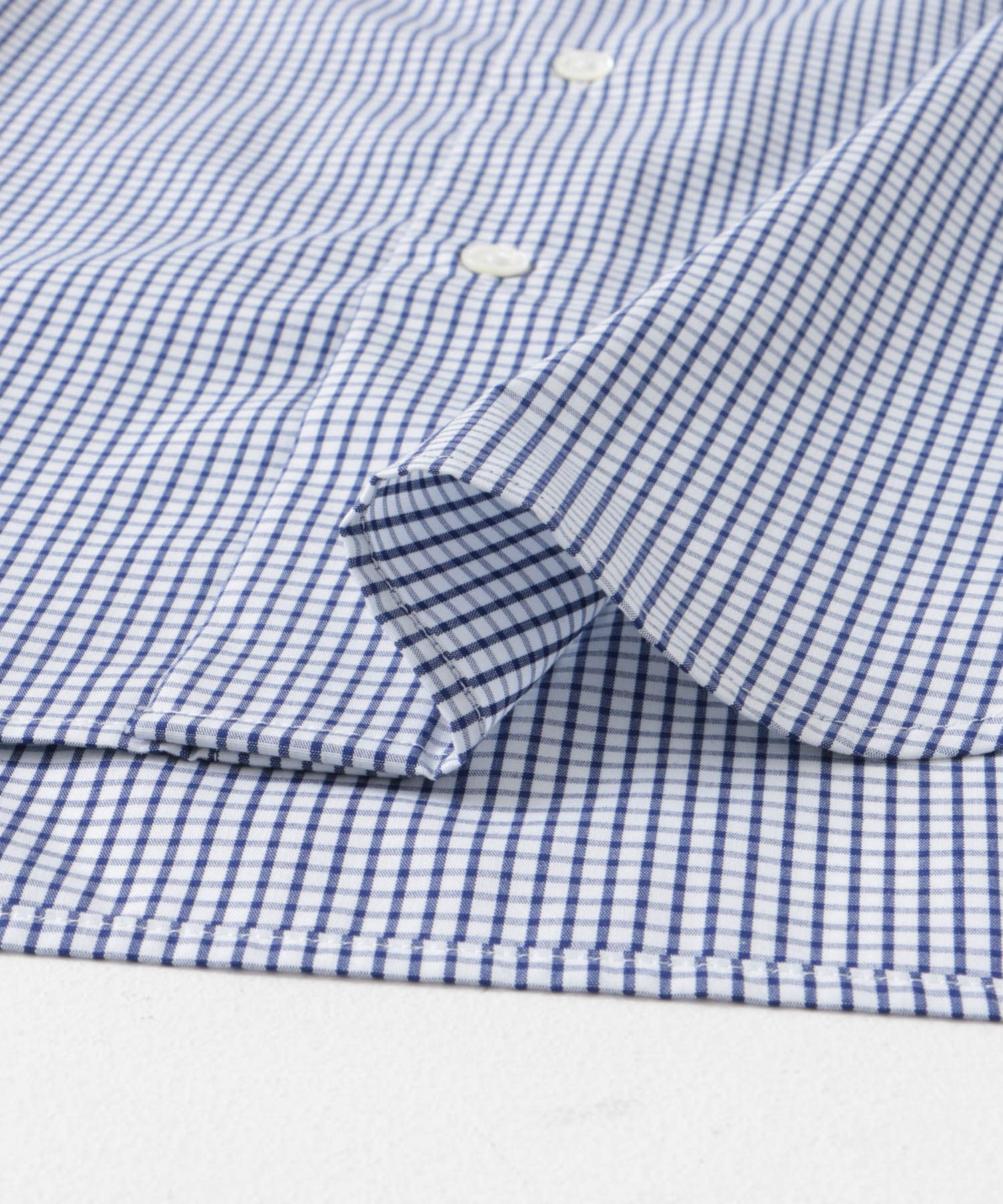 『イージーケア』LIFE STYLE TAILOR　セミワイドチェックシャツ BLUE-CH 37