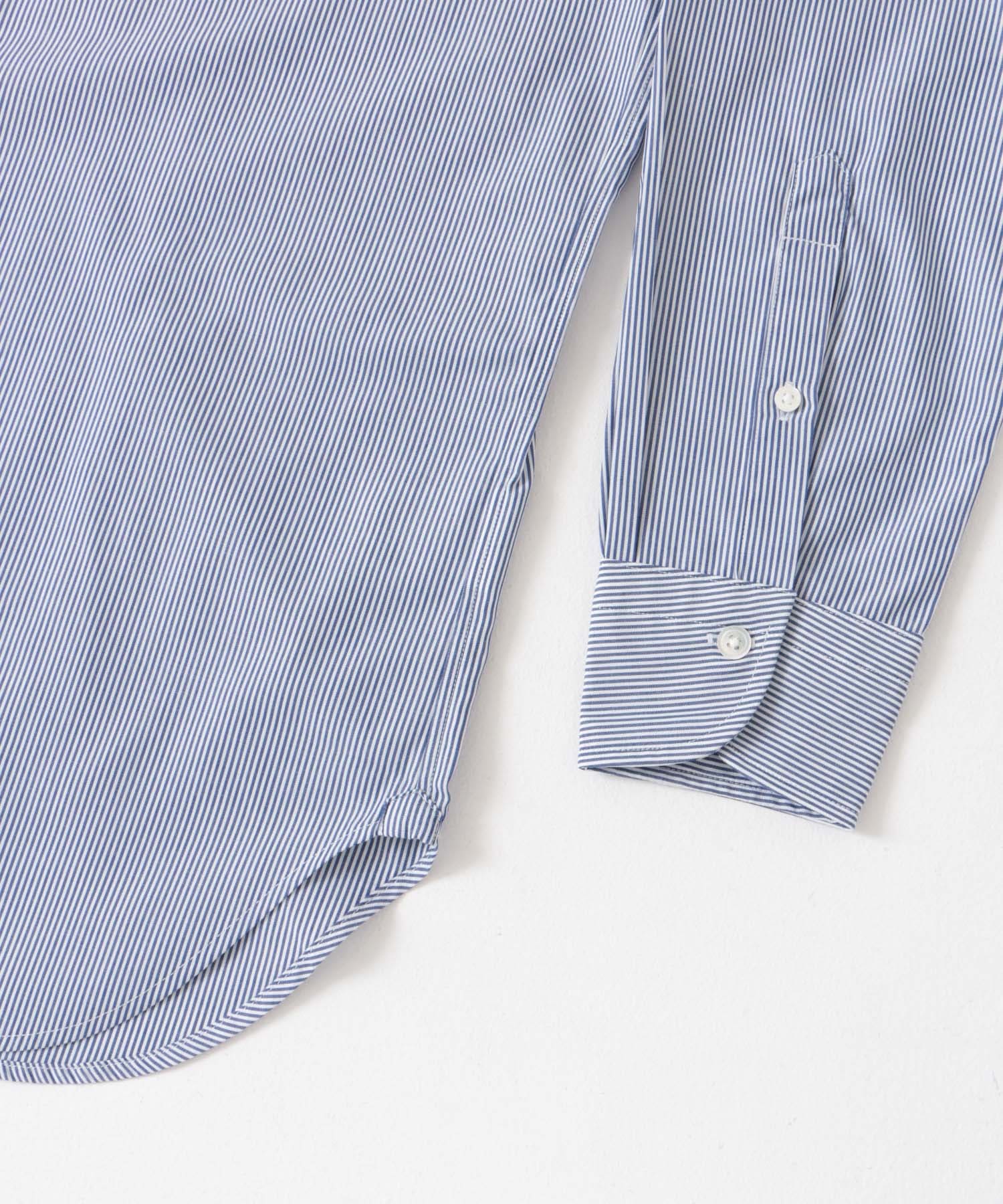 『イージーケア』LIFE STYLE TAILOR　セミワイド細ストライプシャツ BLUE-ST 37