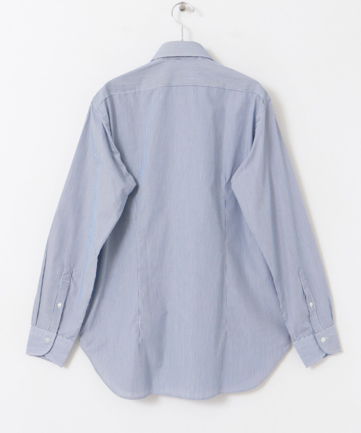 『イージーケア』LIFE STYLE TAILOR　セミワイド細ストライプシャツ BLUE-ST 37