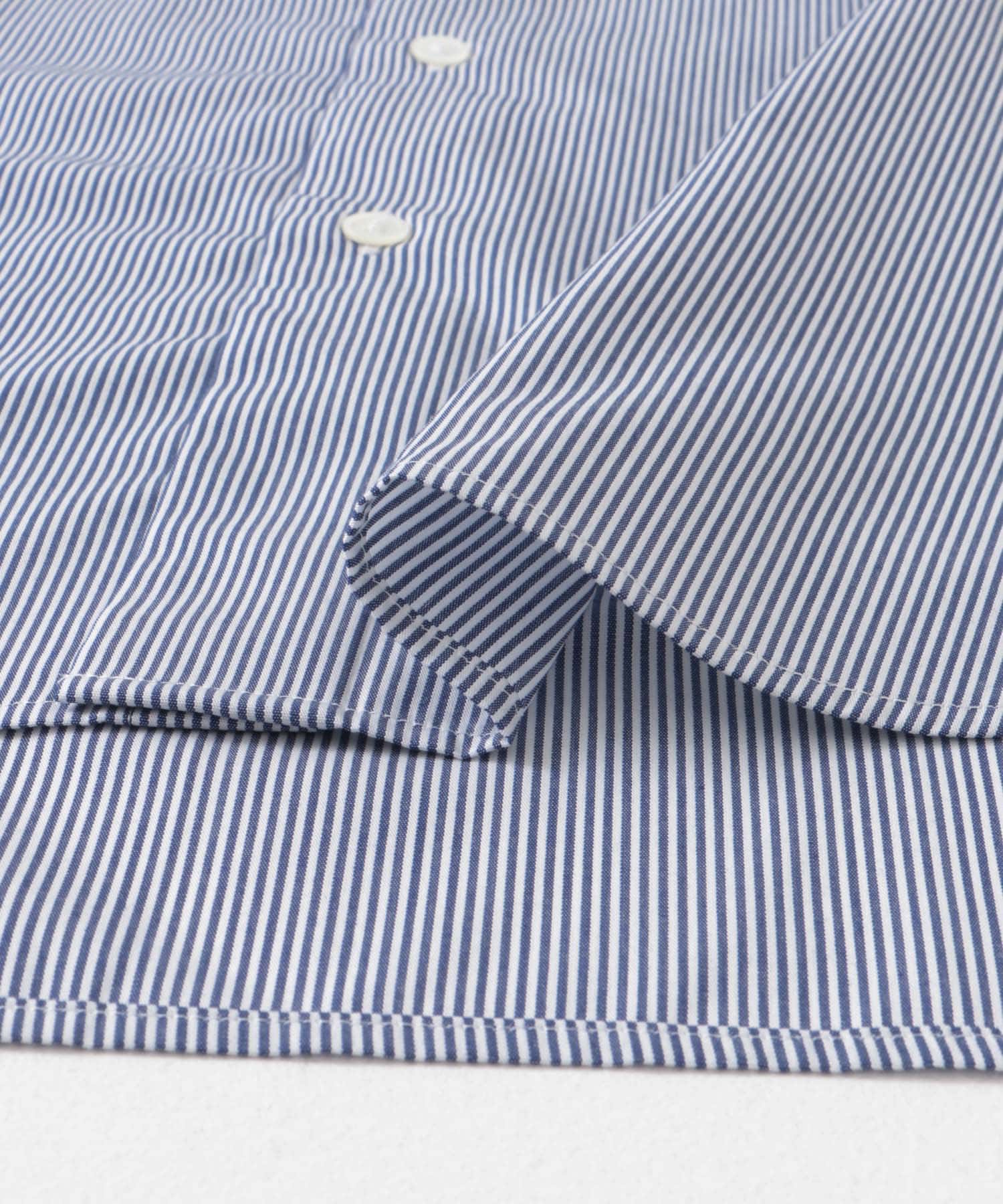 『イージーケア』LIFE STYLE TAILOR　セミワイド細ストライプシャツ BLUE-ST 37