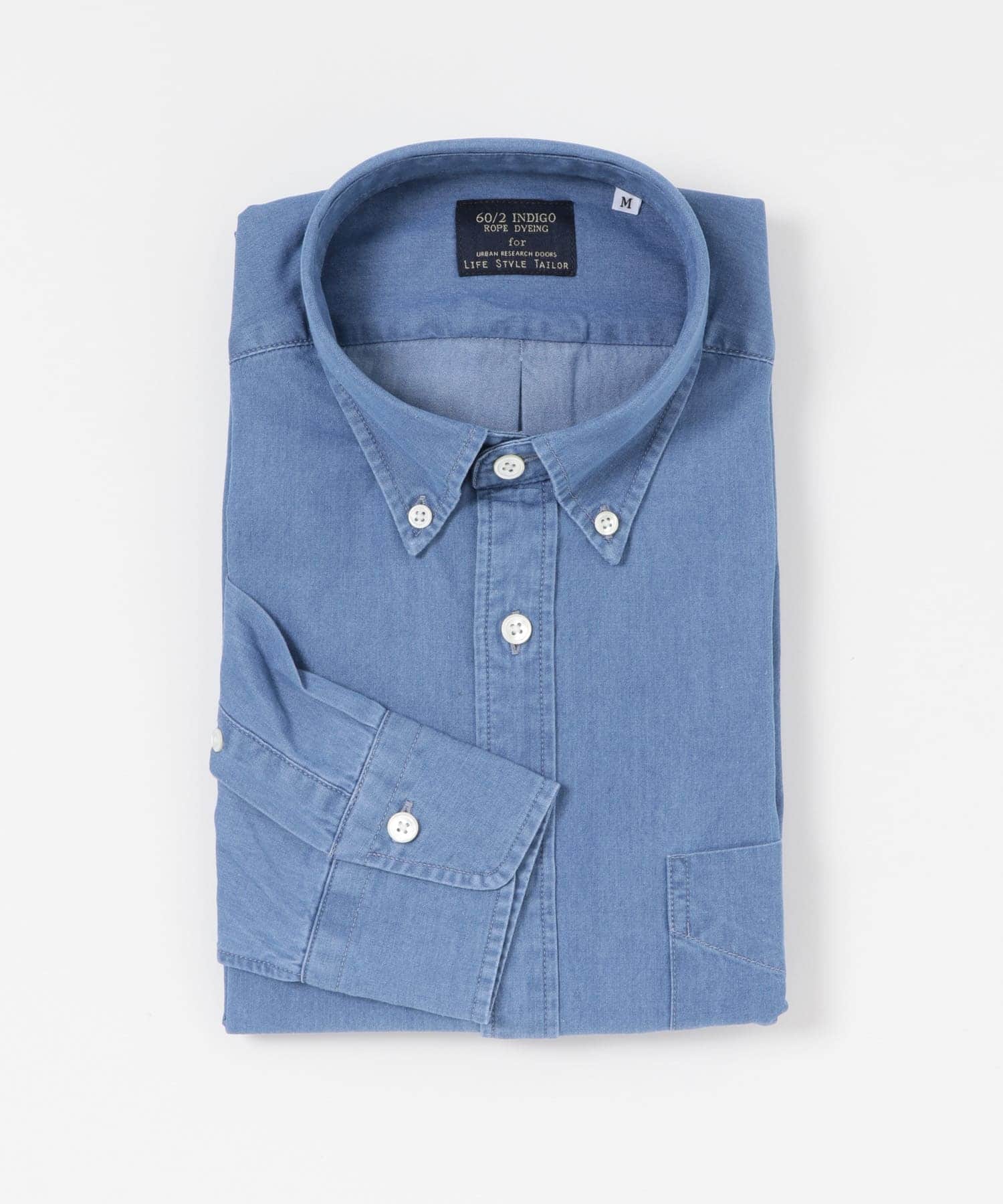LIFE STYLE TAILOR　デニムボタンダウンシャツ BLUE S