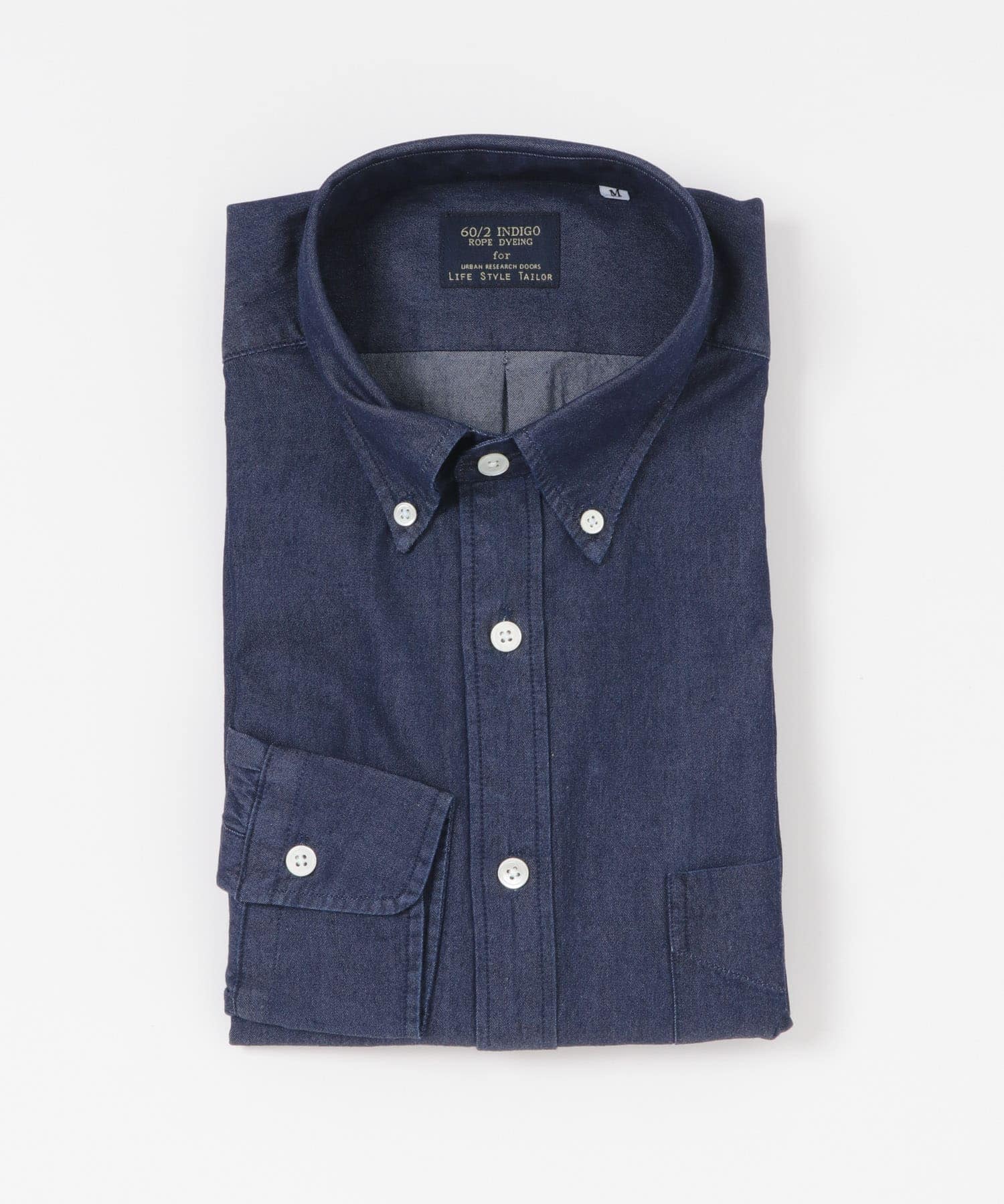 LIFE STYLE TAILOR　デニムボタンダウンシャツ NAVY S