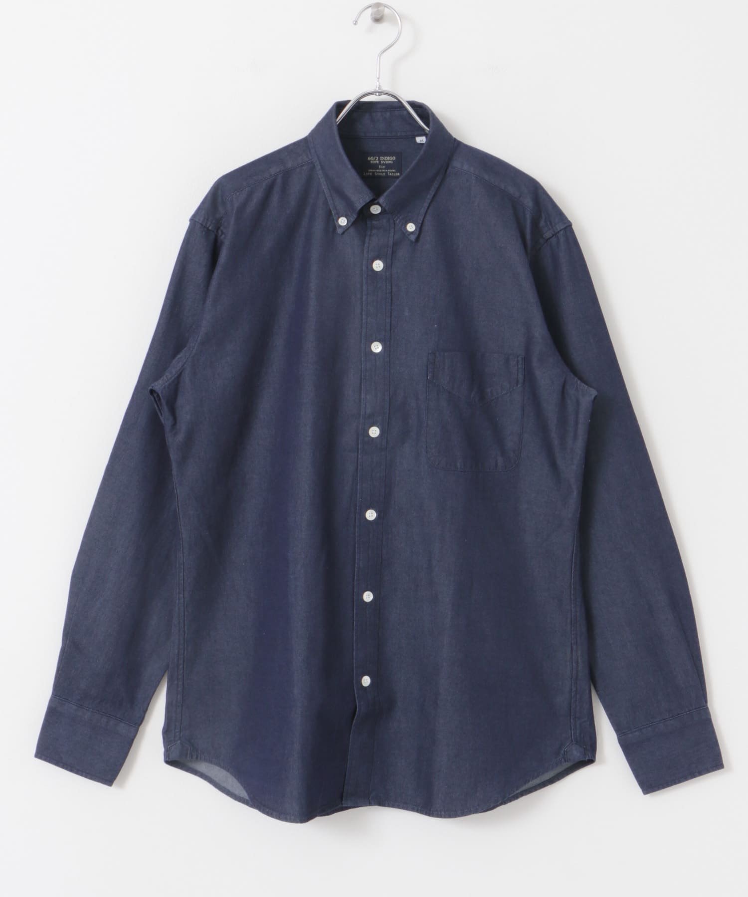 LIFE STYLE TAILOR　デニムボタンダウンシャツ NAVY S