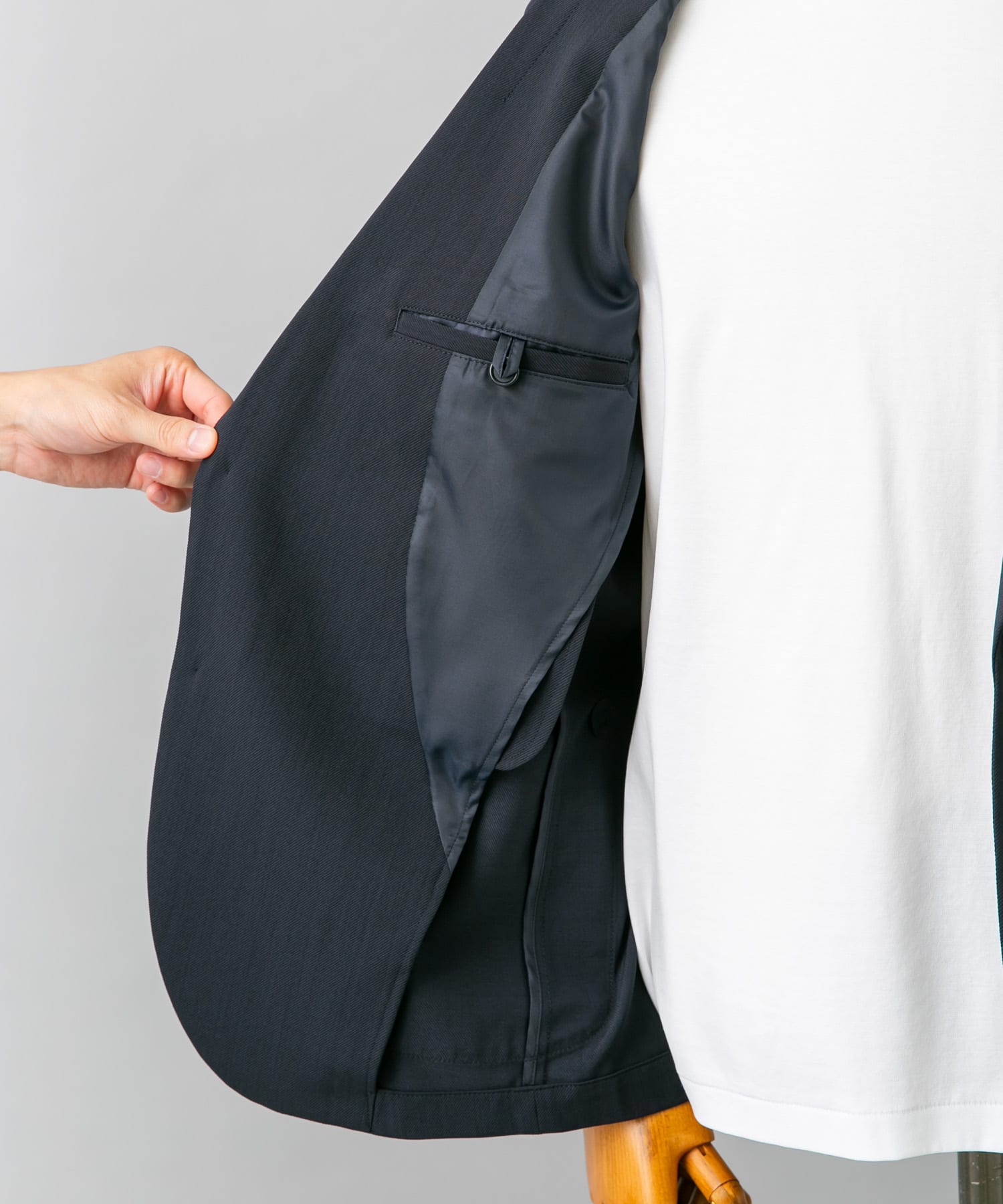 『洗濯可/防シワ』LIFE STYLE TAILOR　カルゼストレッチコンフォータブルジャケット NAVY L