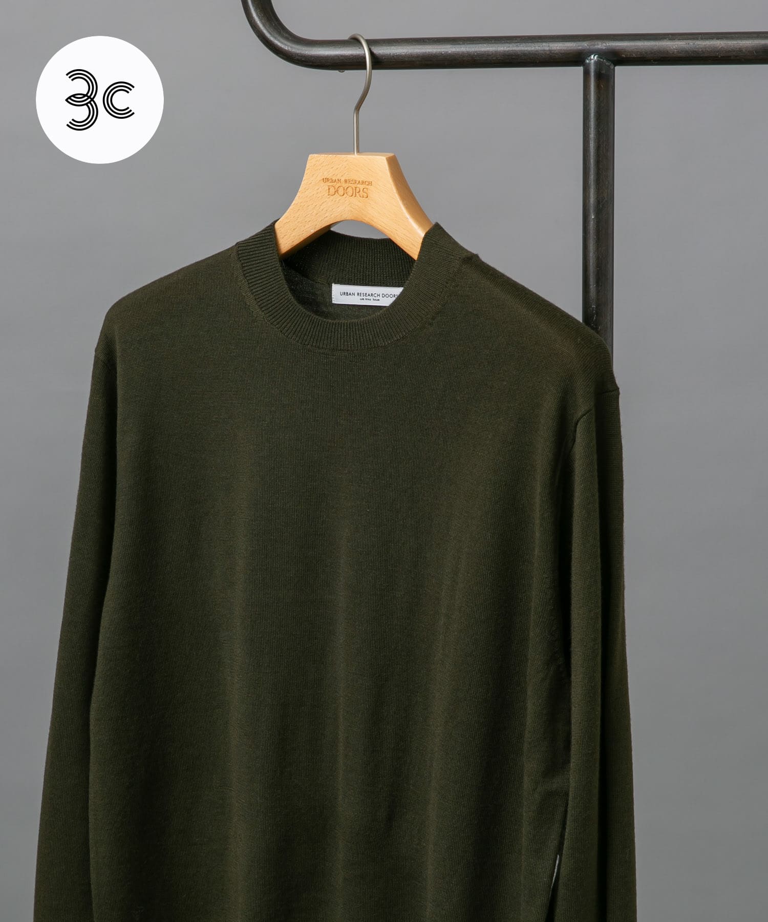 LIFE STYLE TAILOR　マシンウォッシャブルハイゲージクルーニット GREEN M