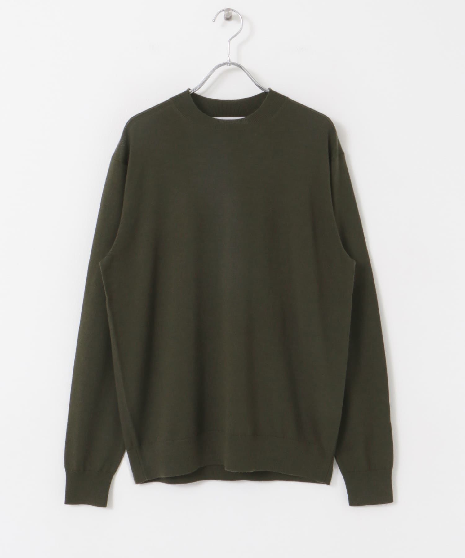 LIFE STYLE TAILOR　マシンウォッシャブルハイゲージクルーニット GREEN M