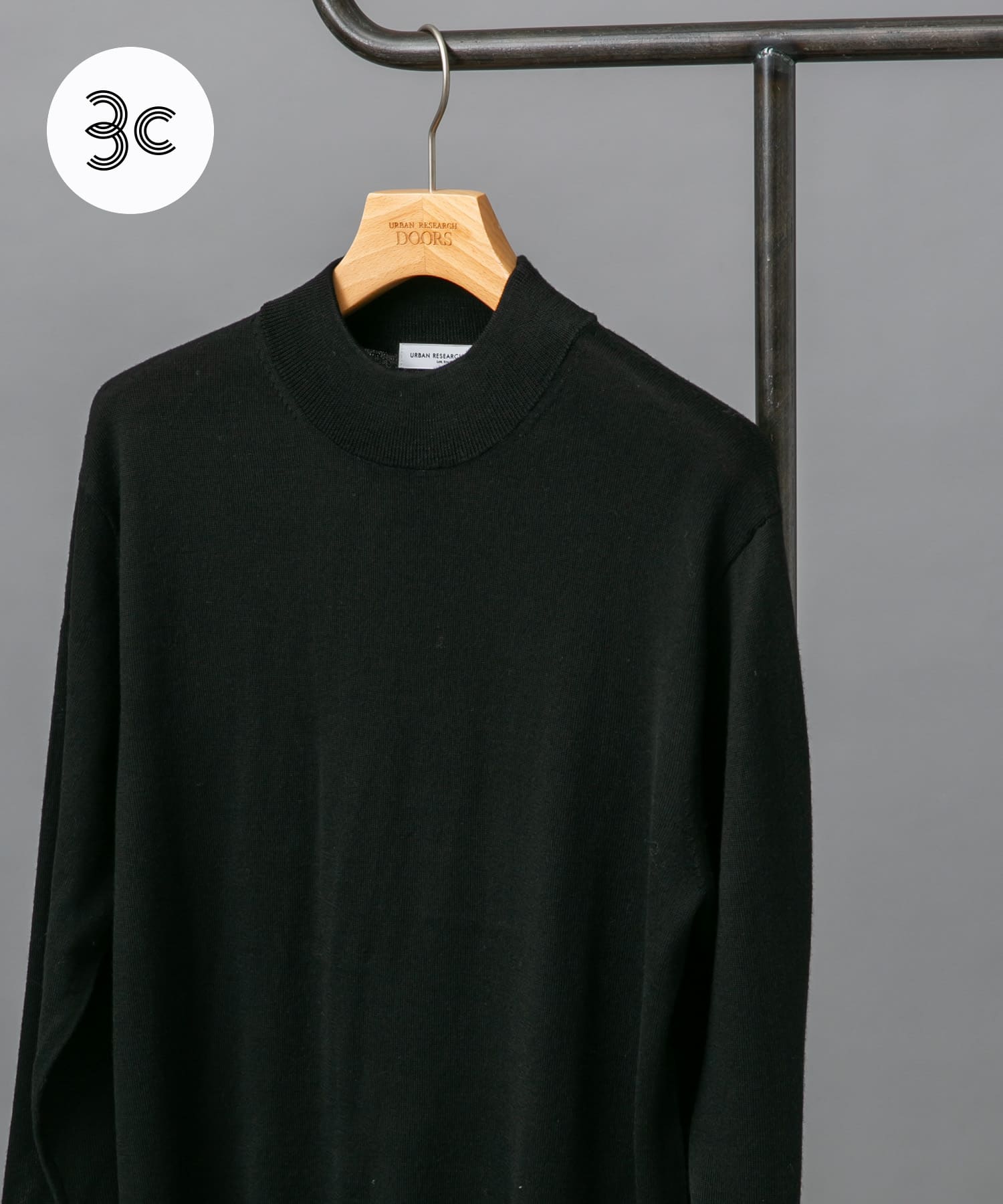 LIFE STYLE TAILOR　マシンウォッシャブルハイゲージモックニット BLACK M