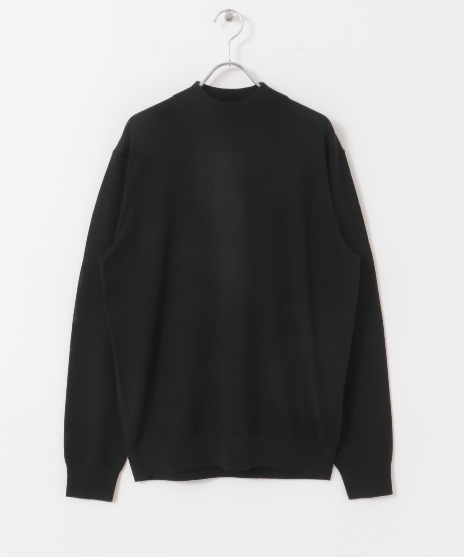 LIFE STYLE TAILOR　マシンウォッシャブルハイゲージモックニット BLACK M