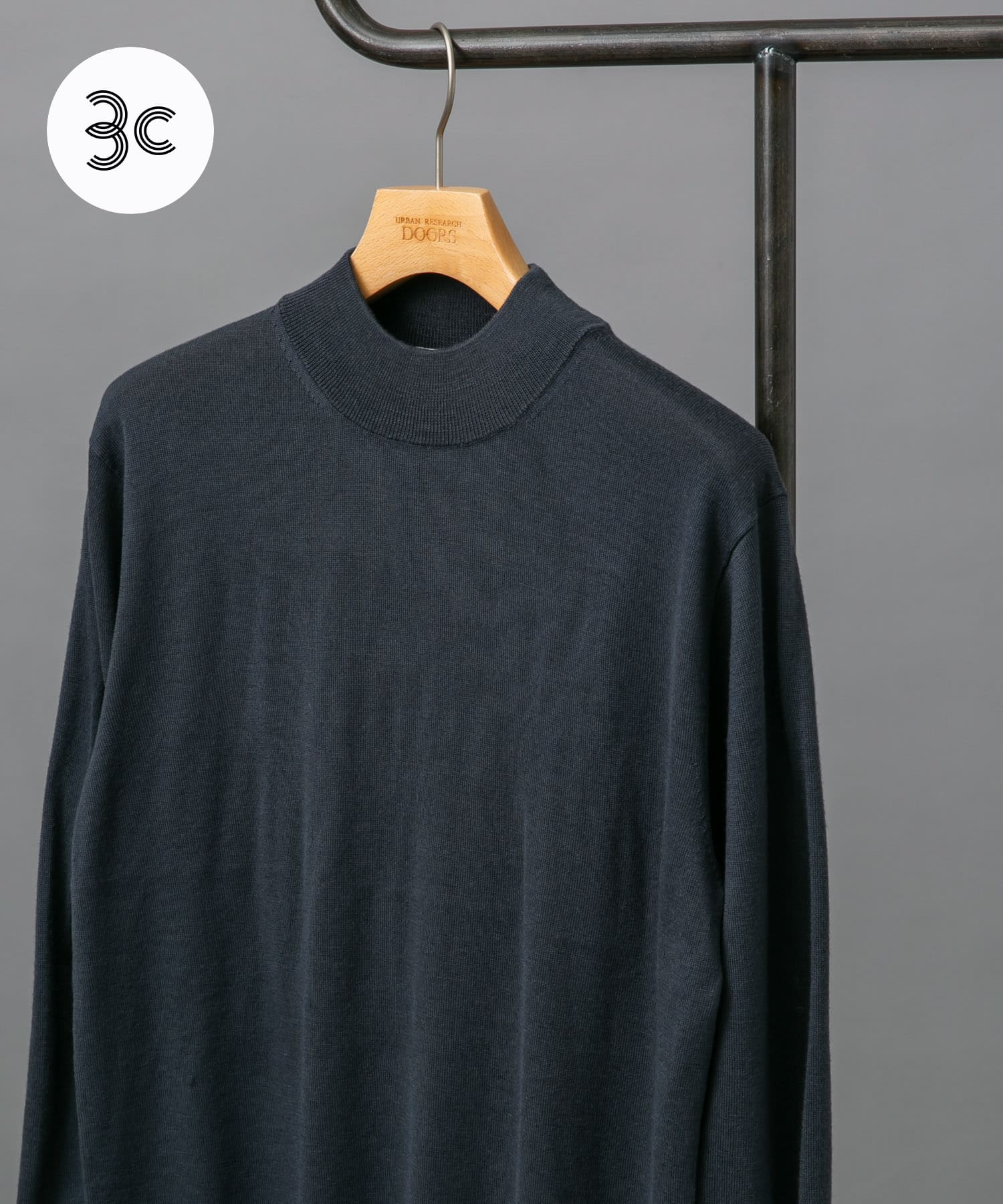 LIFE STYLE TAILOR　マシンウォッシャブルハイゲージモックニット GRAY M