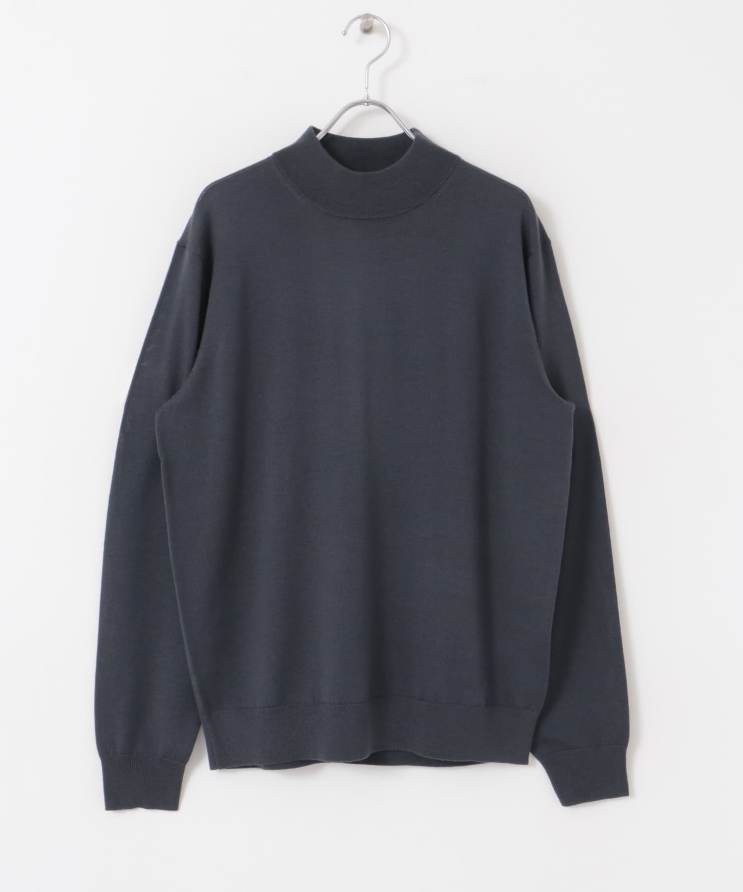 LIFE STYLE TAILOR　マシンウォッシャブルハイゲージモックニット GRAY M