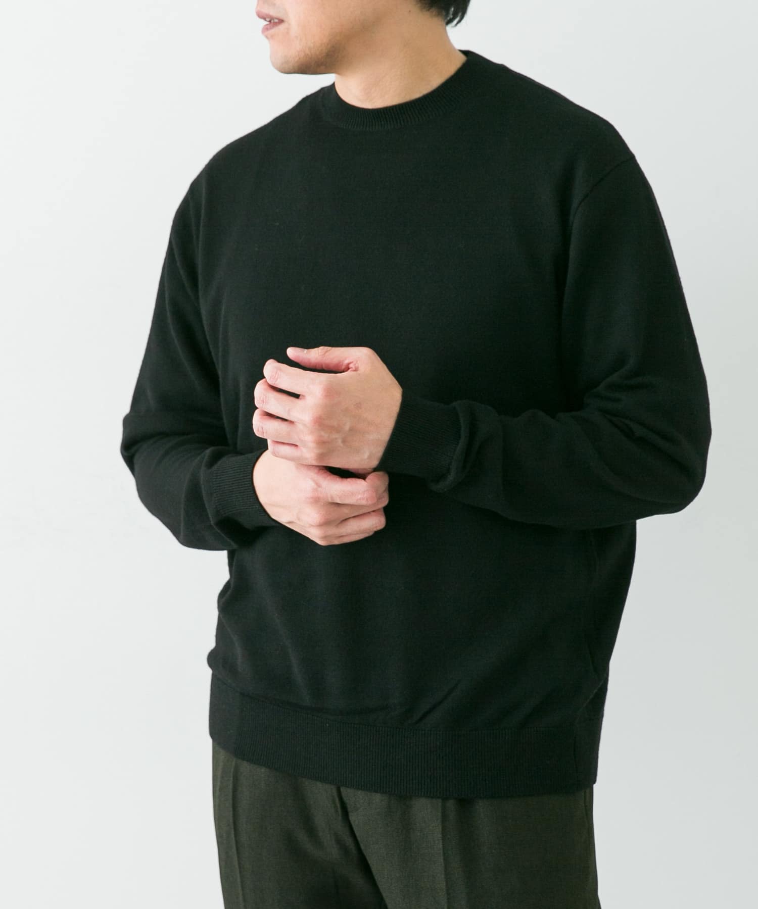 LIFE STYLE TAILOR　マシンウォッシャブルクルーネックニット