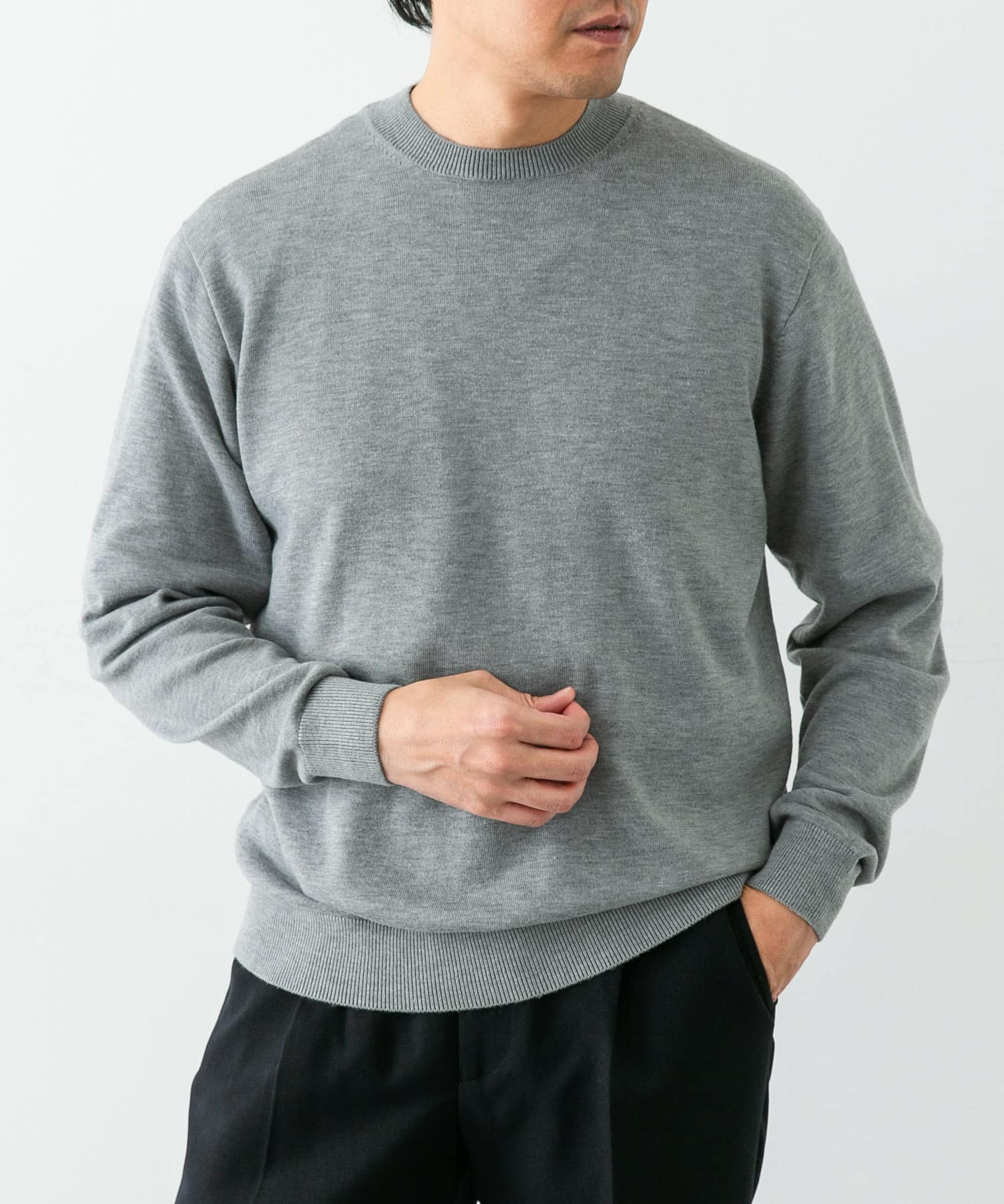 LIFE STYLE TAILOR　マシンウォッシャブルクルーネックニット