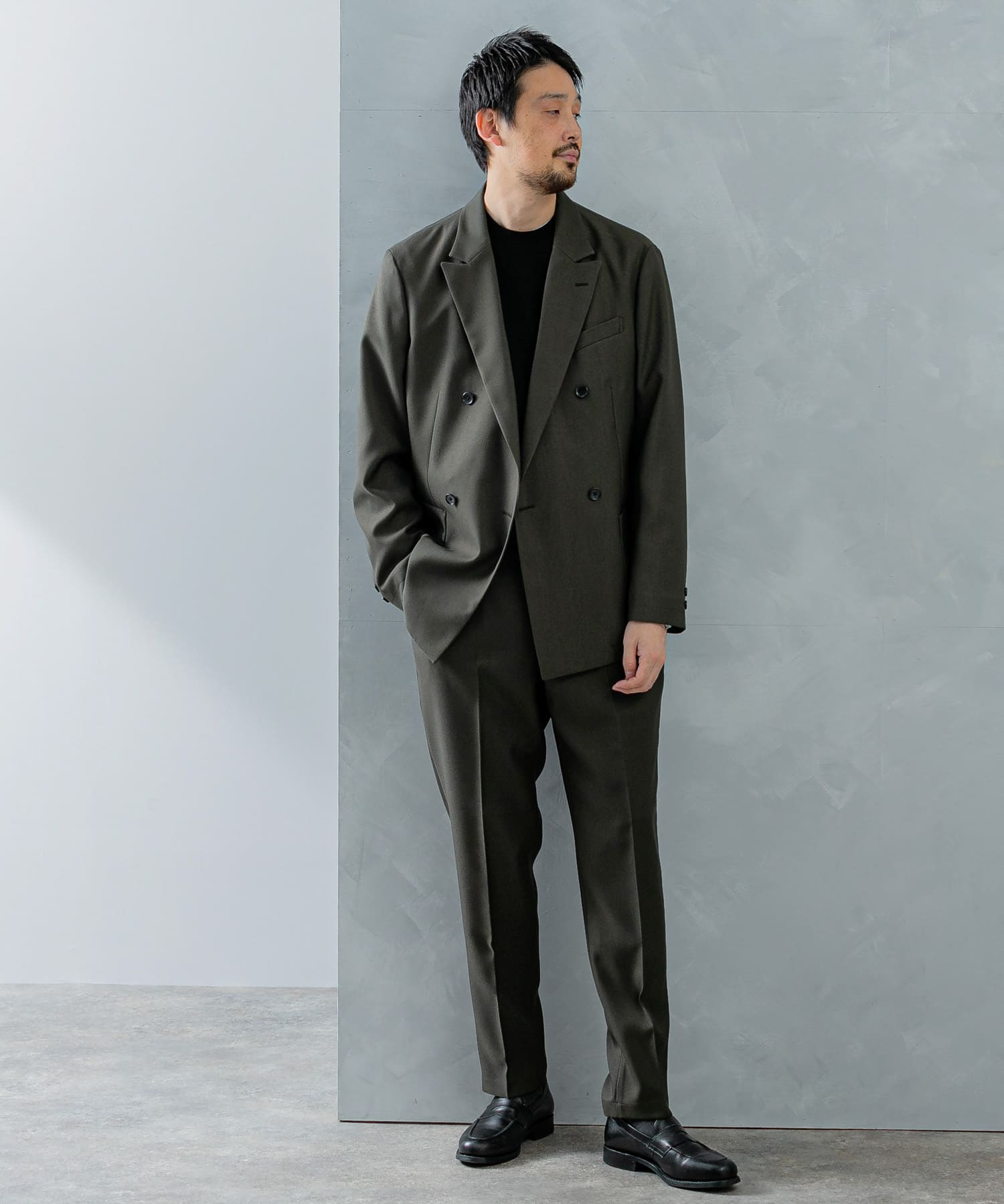 LIFE STYLE TAILOR ウールライクツイルコンフォータブルパンツ(S BROWN