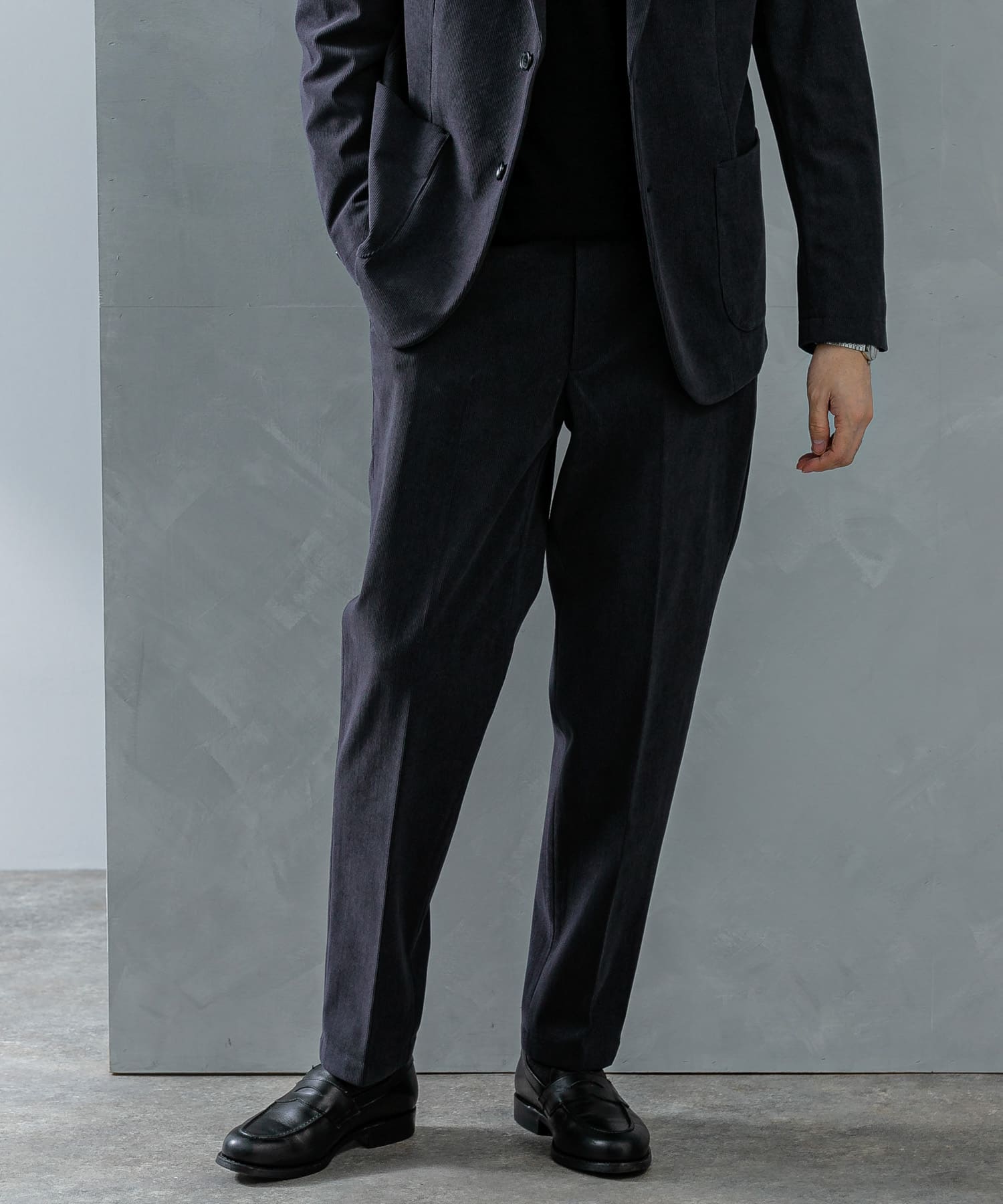 LIFE STYLE TAILOR コーデュロイコンフォータブルパンツ(S NAVY GRAY