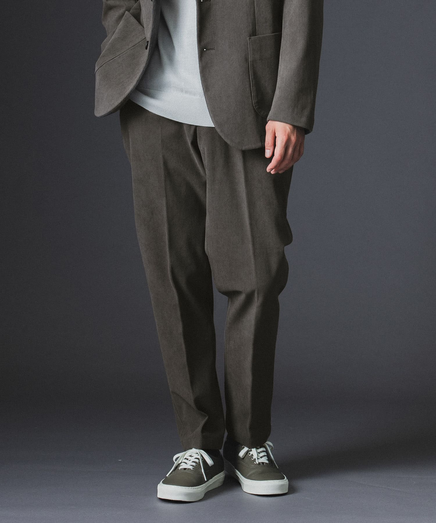 こてつはる LIFE STYLE TAILOR コーデュロイコンフォータブルパンツ(S NAVY GRAY