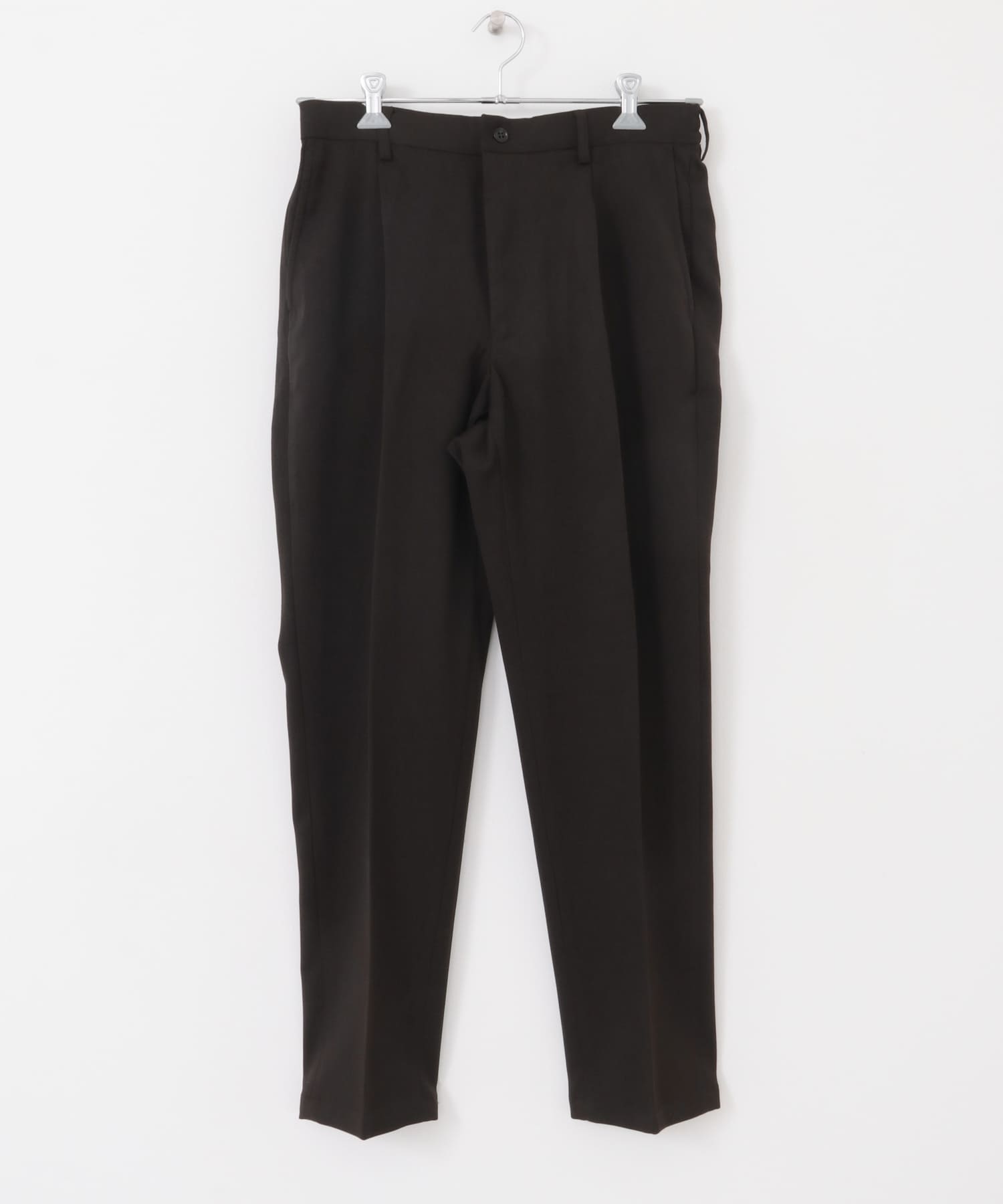 LIFE STYLE TAILOR　ウールライクソフトツイルストレッチパンツ BROWN S
