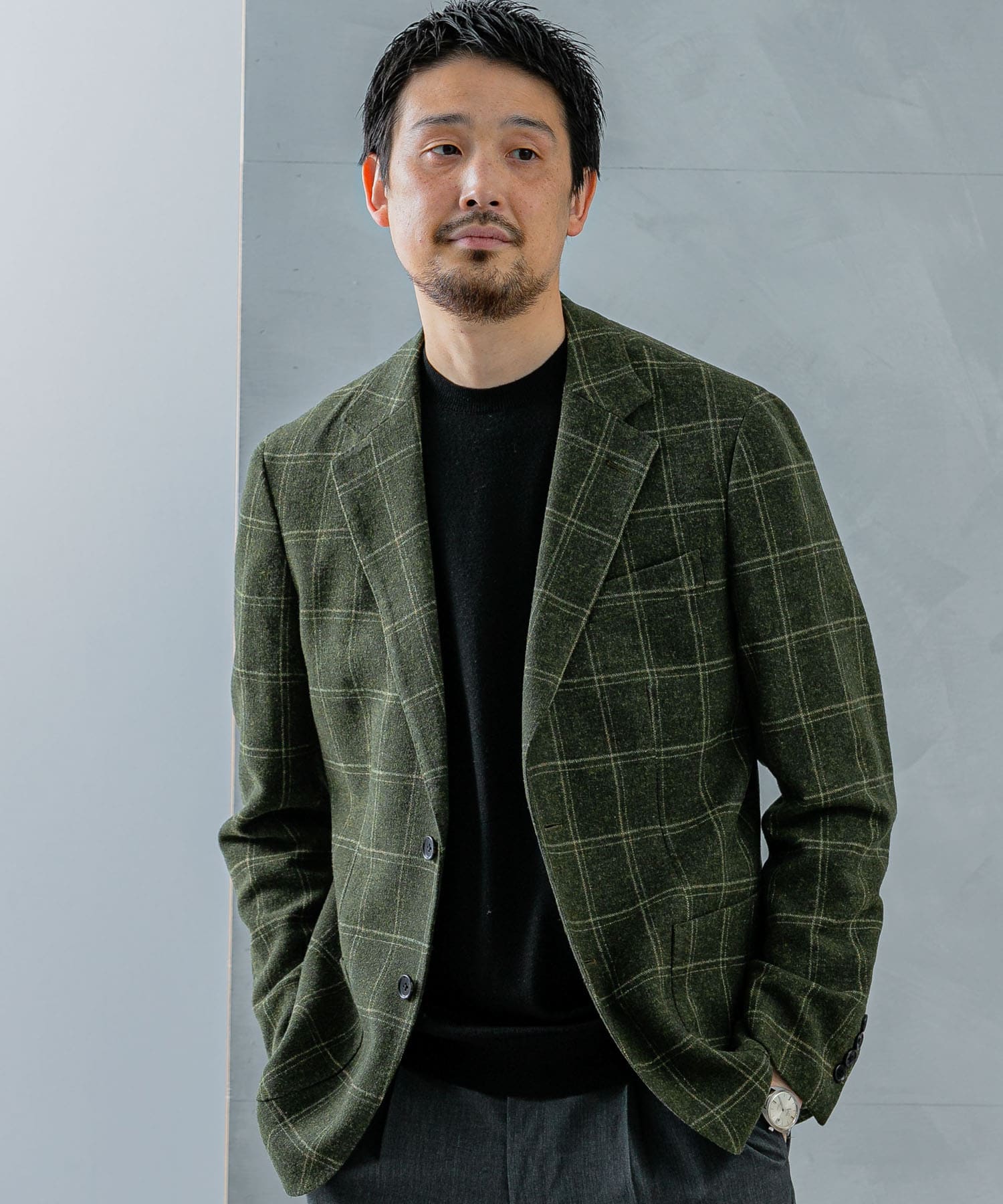 LIFE STYLE TAILOR　NOVALANツィードジャケット GREEN 44