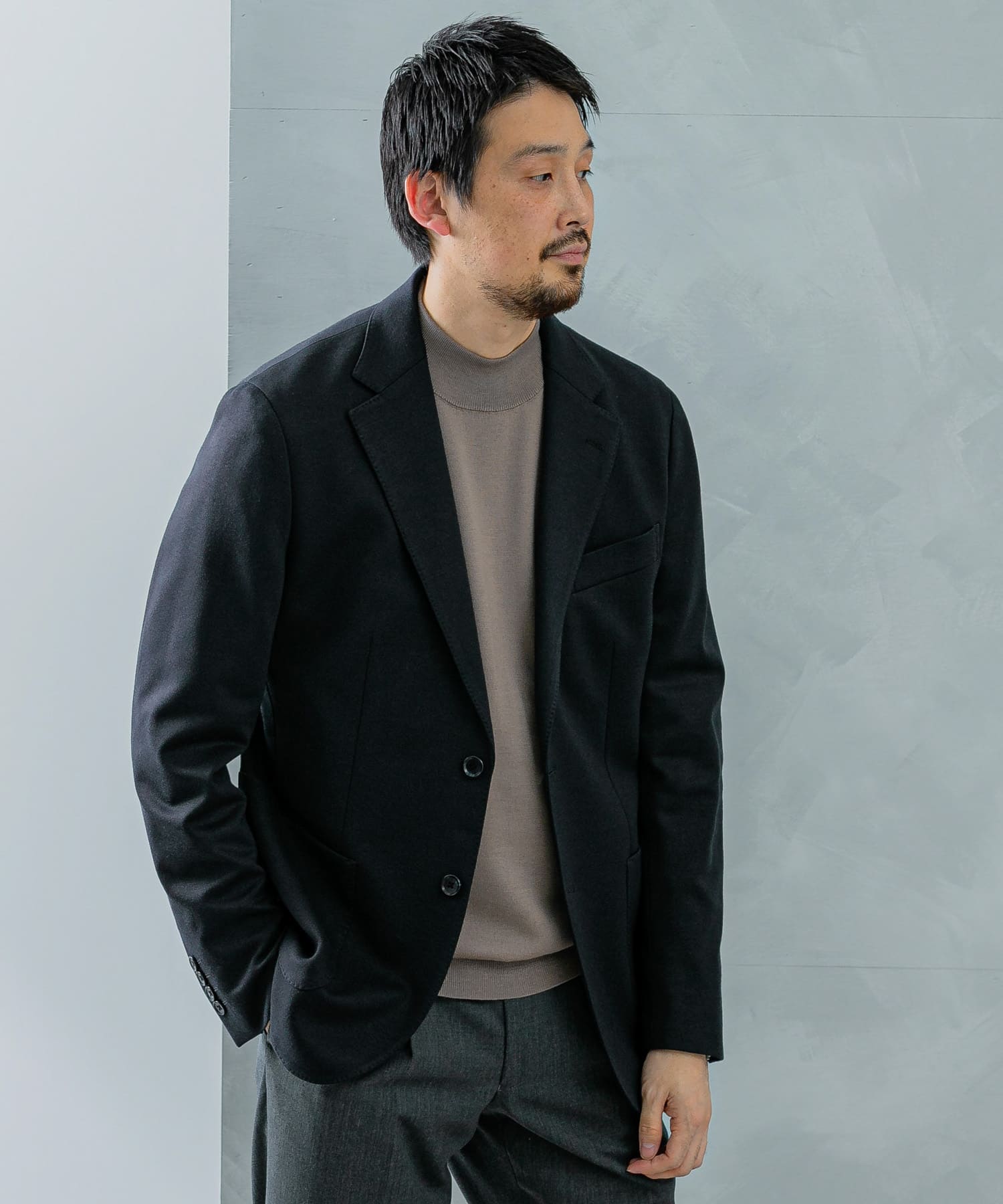 LIFE STYLE TAILOR ソフトポンチストレッチジャケット(44 NAVY