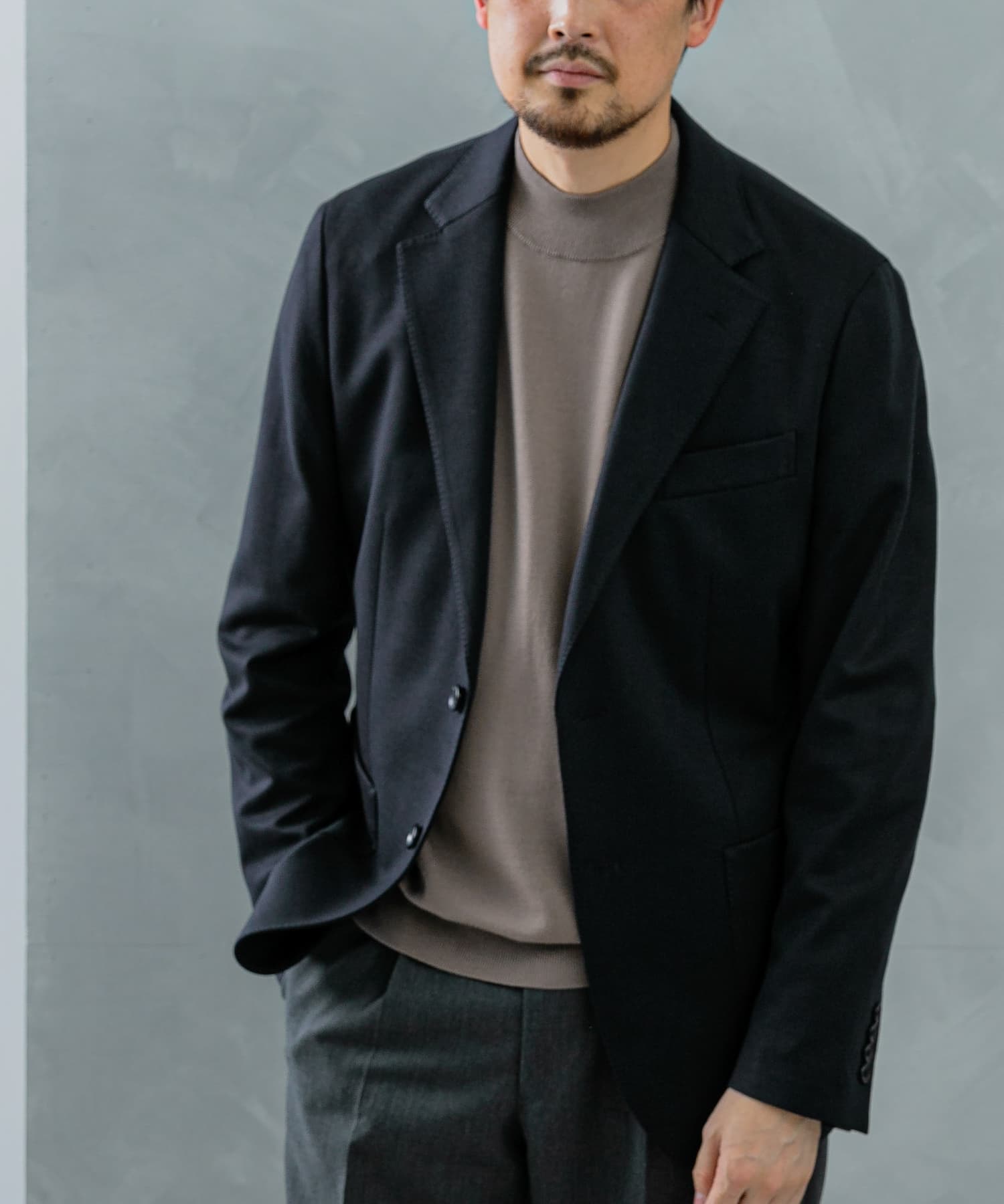 LIFE STYLE TAILOR ソフトポンチストレッチジャケット(44 NAVY