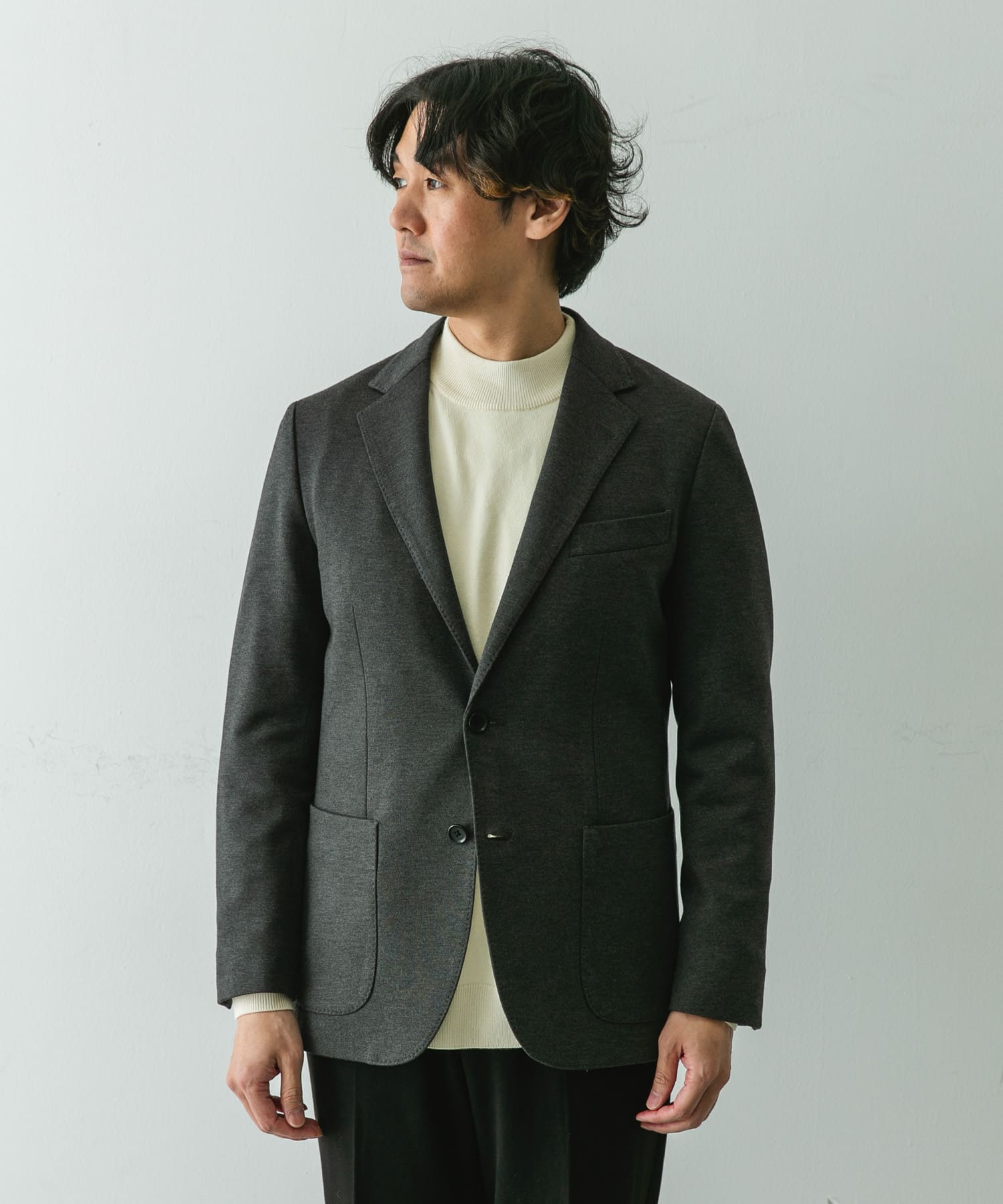 LIFE STYLE TAILOR ソフトポンチストレッチジャケット(44 NAVY