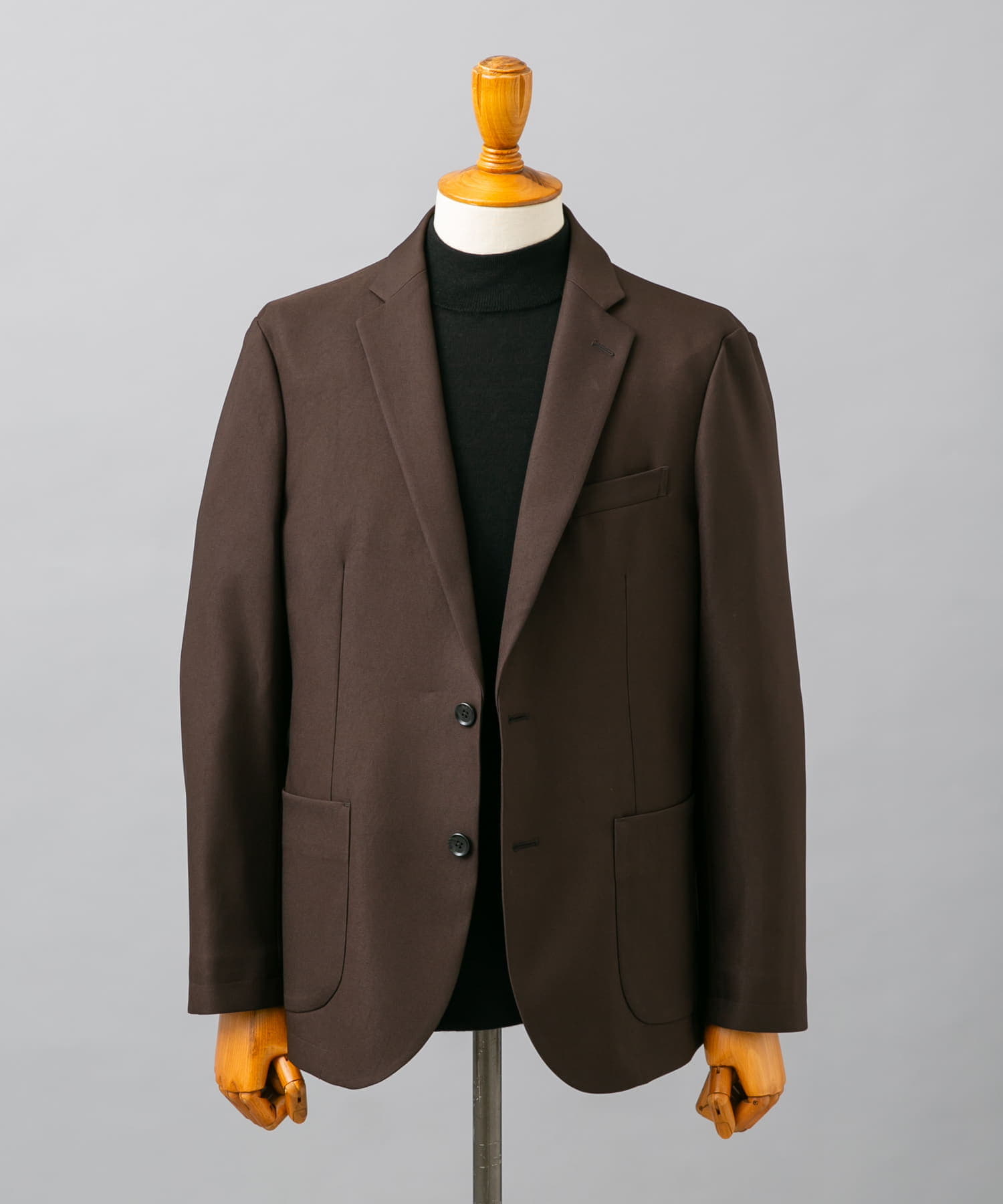 LIFE STYLE TAILOR　ウールライクツイルコンフォータブルジャケット BROWN M