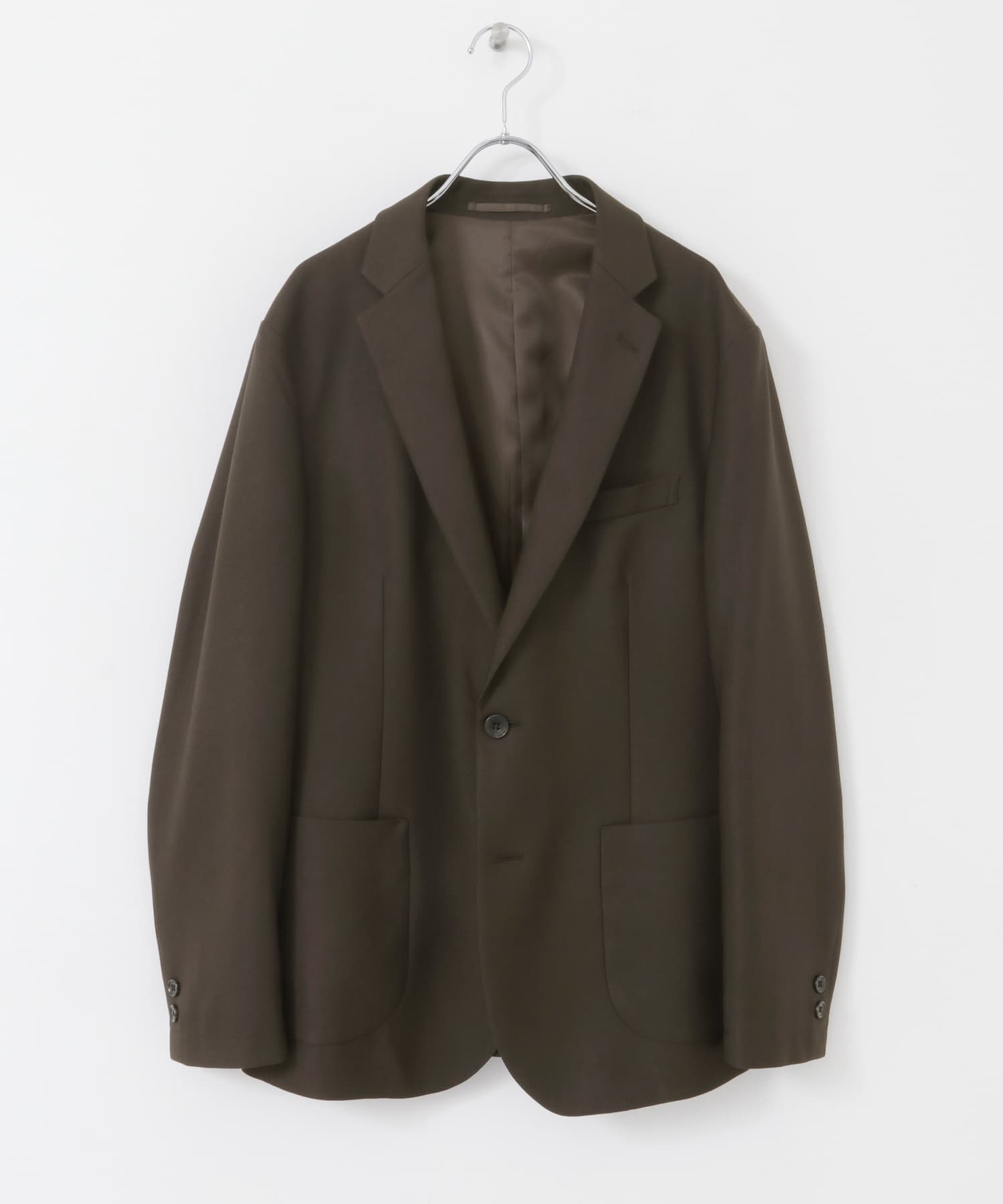 LIFE STYLE TAILOR　ウールライクツイルコンフォータブルジャケット BROWN S