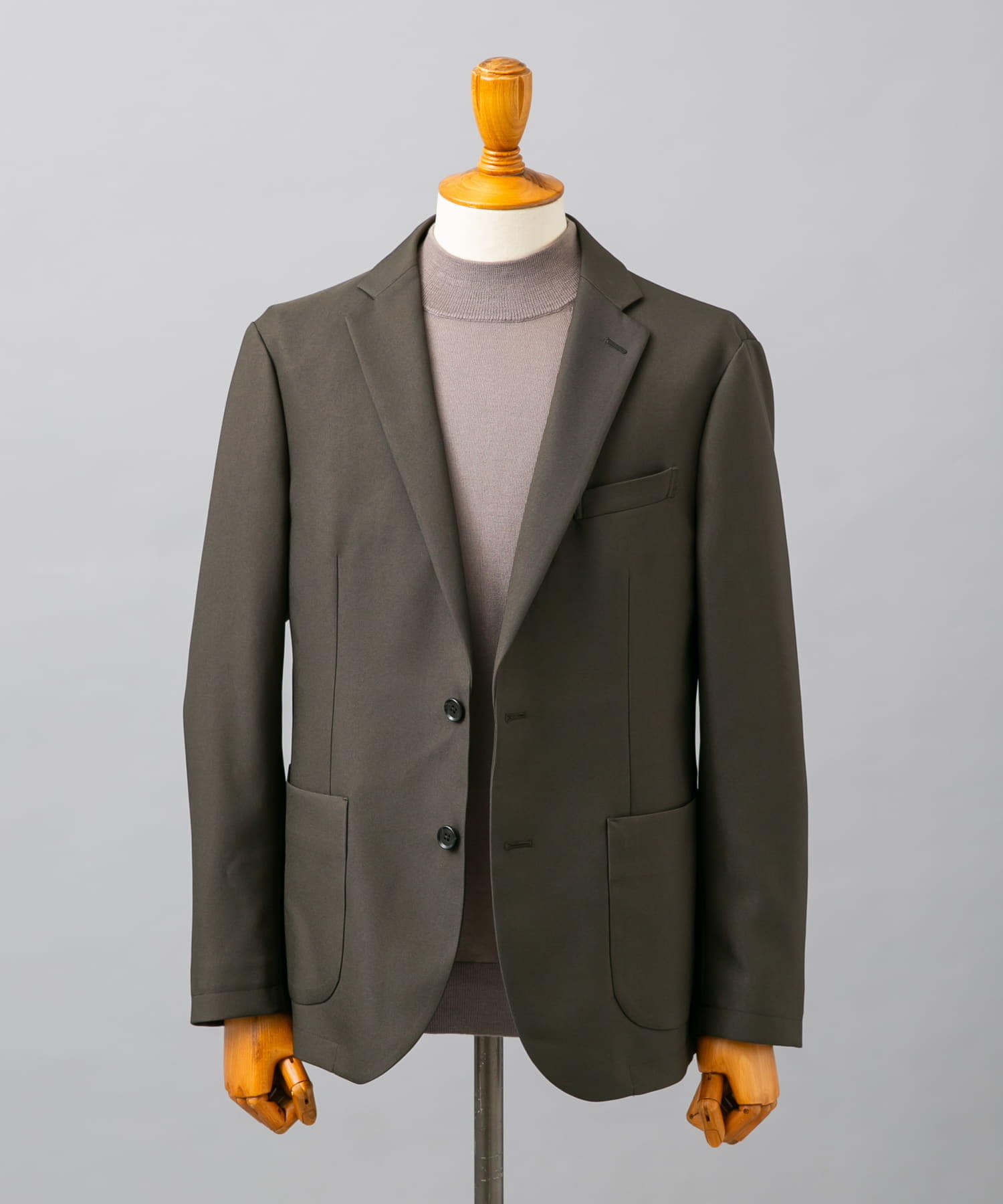 LIFE STYLE TAILOR　ウールライクツイルコンフォータブルジャケット KHAKI M