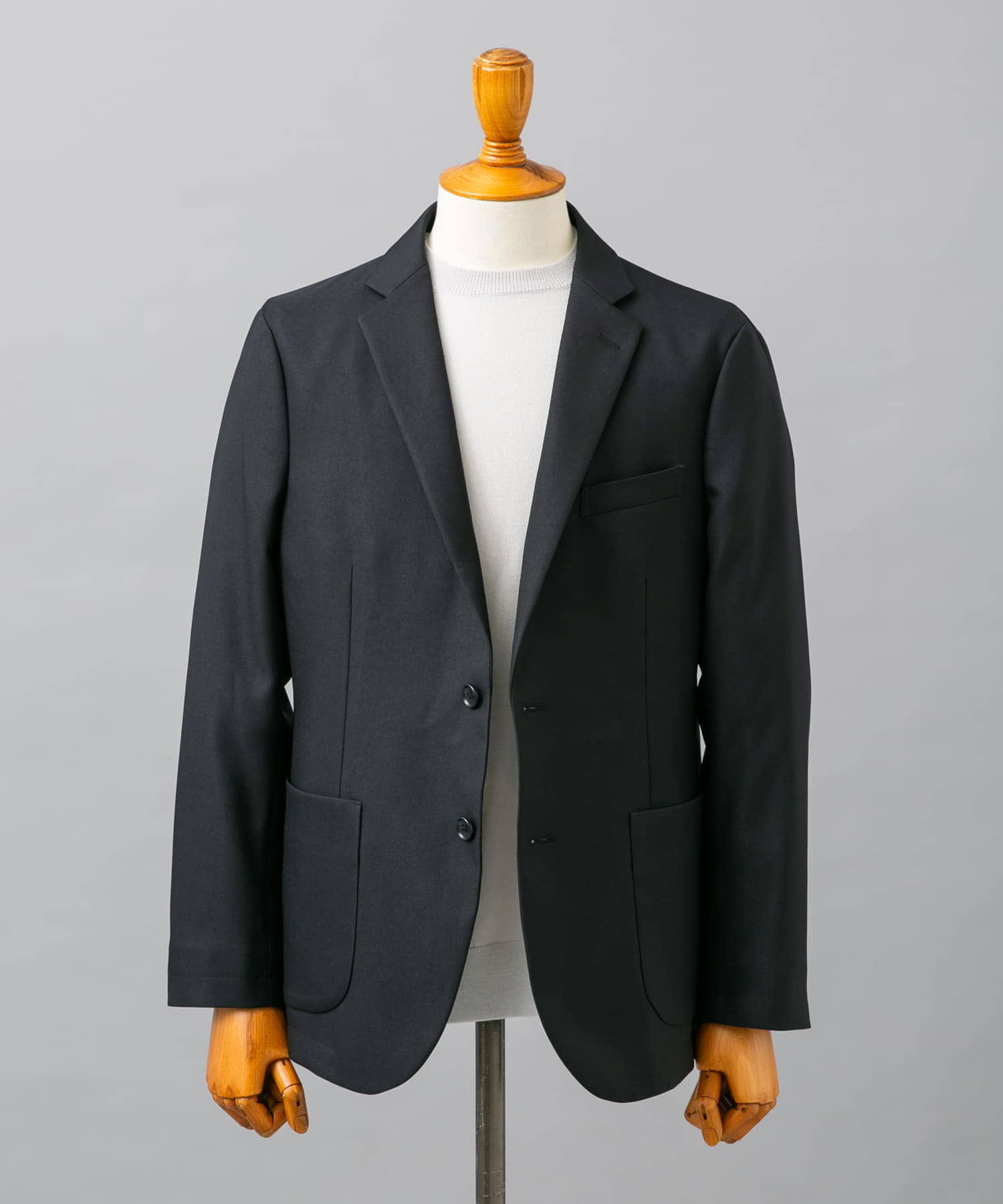 LIFE STYLE TAILOR　ウールライクツイルコンフォータブルジャケット NAVY M